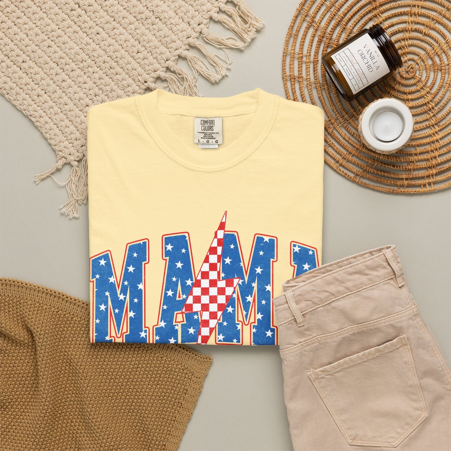 Patriotic MAMA Shirt • Lightning Bolt Mama Tee • Red White Blue Americana Graphic