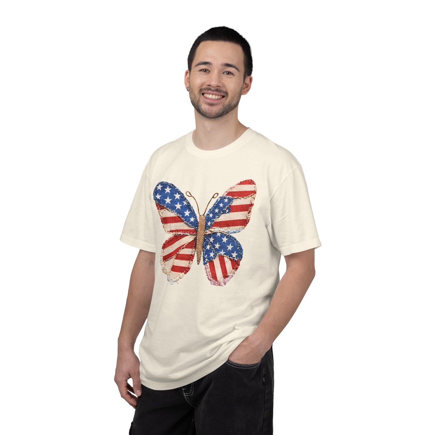 4th of July Butterfly Shirt • Patriotic Butterfly Tee • Vintage Americana Red White Blue Graphic