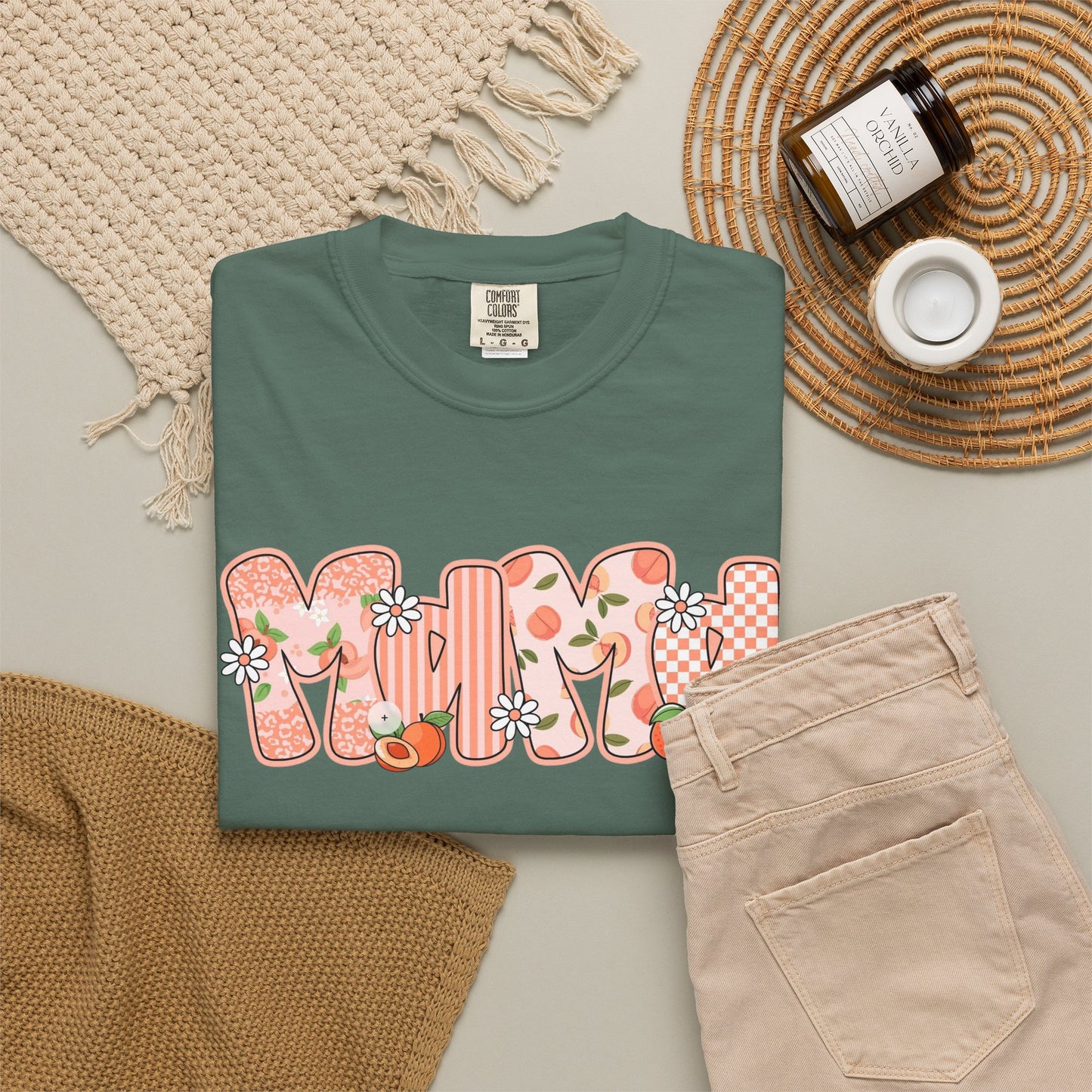 Peach Floral Mama Graphic Tee • Spring Mama Shirt • Soft Girly Mom Shirt • Floral Boutique Style Outfit