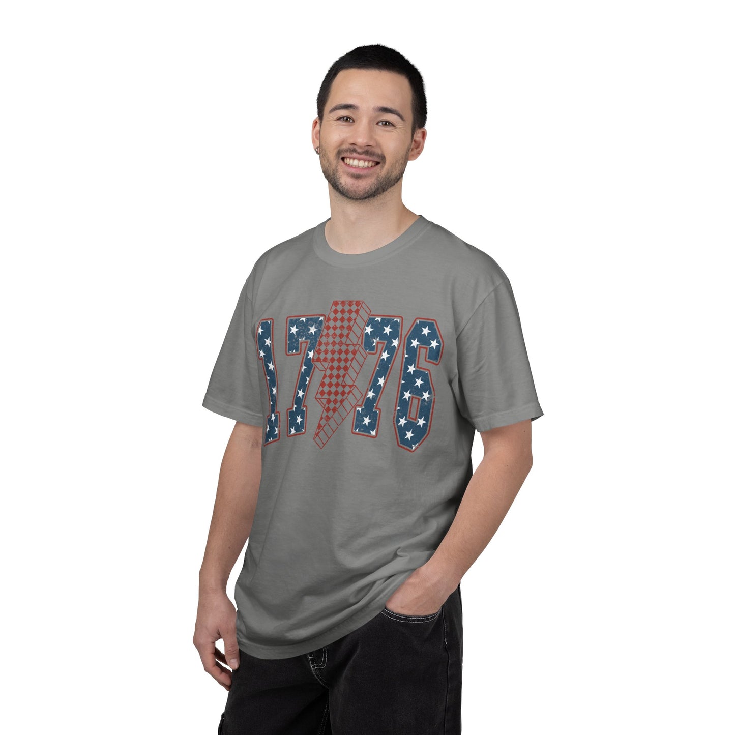 1776 Lightning Bolt Shirt • Patriotic Graphic Tee • Americana Red White Blue Bold Statement