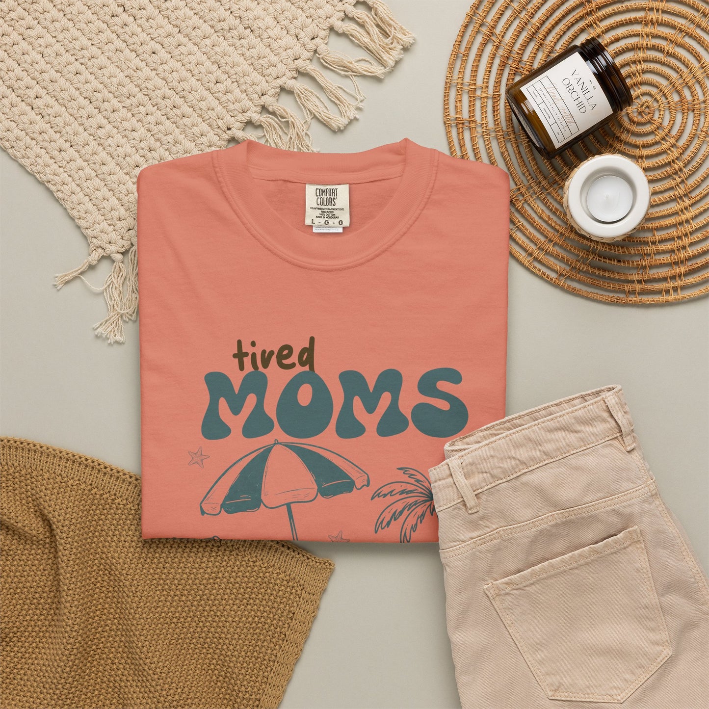 Tired Moms Summer Club Beach Mom Graphic Tee • Summer Vacation Shirt • Pool Day Mama Outfit • Coastal Summer Tee