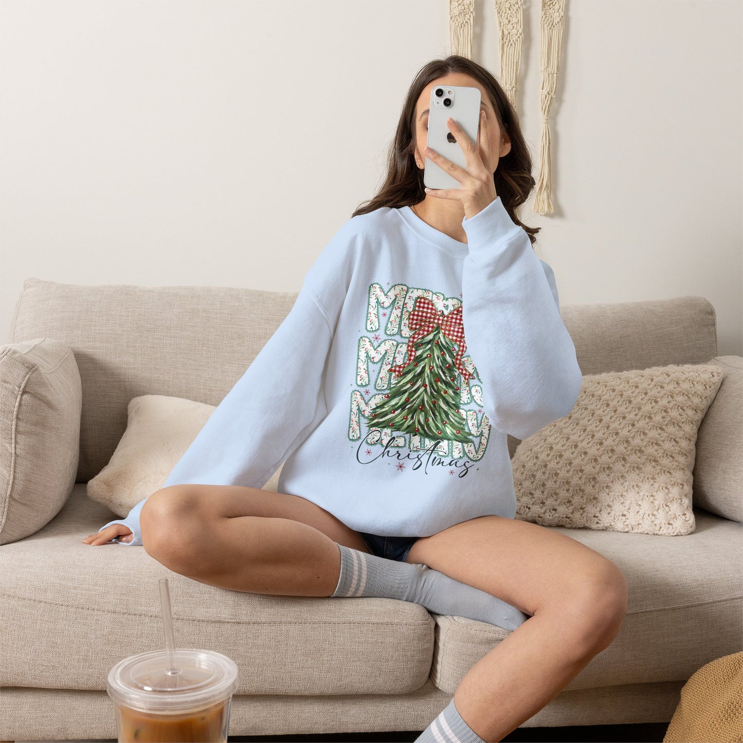 Christmas Tree Crewneck Sweatshirt — Merry Merry Holiday Graphic