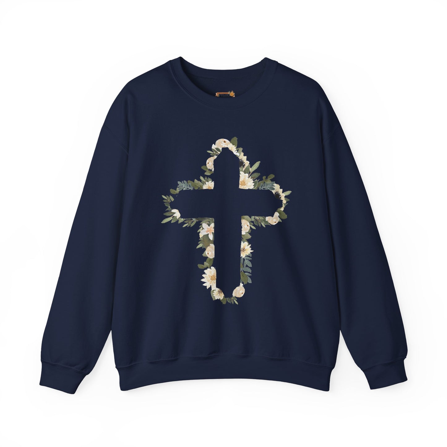 Floral Cross Crewneck Sweatshirt — Christian Faith Floral Pullover