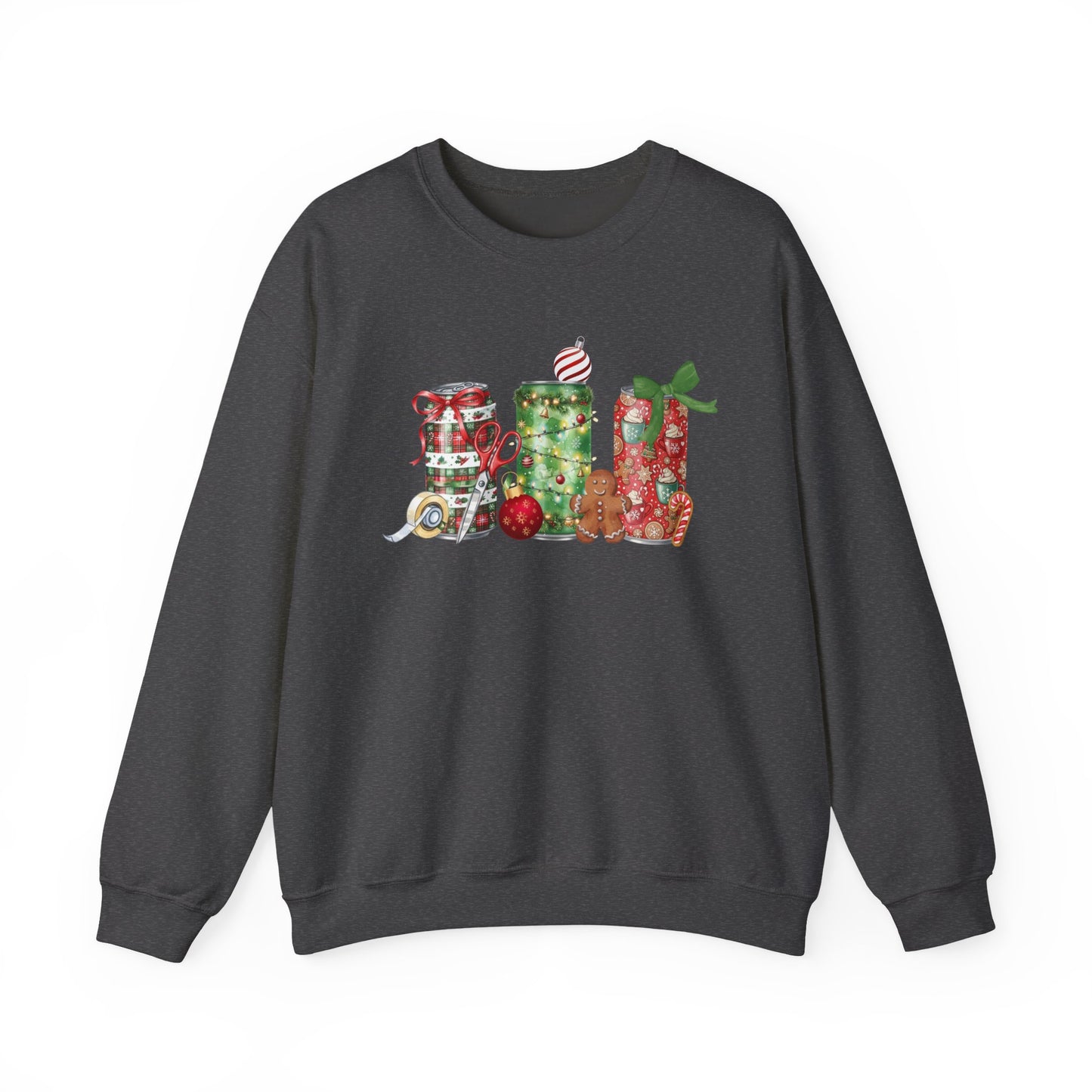 Christmas Soda Crewneck Sweatshirt | Festive Holiday Energy Drink Design | Heavy Blend Cozy Red,Green, Navy, Black, Pink Christmas Sweater for Winter Parties & Gifts