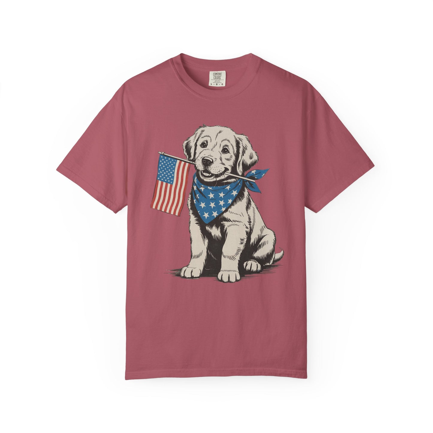 4th of July Patriotic Dog Puppy Tee • Americana Dog Lover Graphic • Red White Blue Flag Shirt
