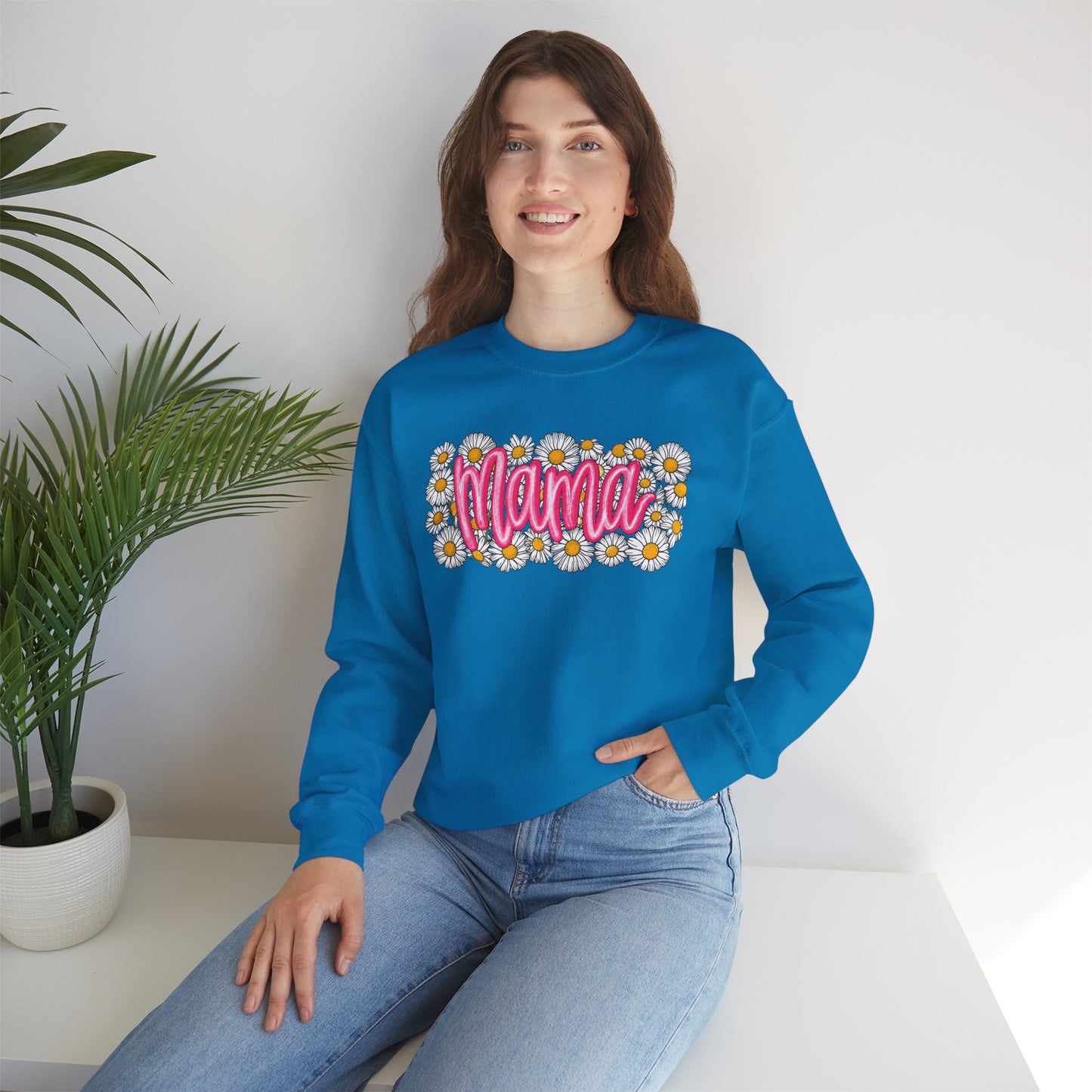 Pink Daisy Mama Sweatshirt • Floral Mama Crewneck • Spring Mama Graphic Sweatshirt • Cute Motherhood Cozy Outfit