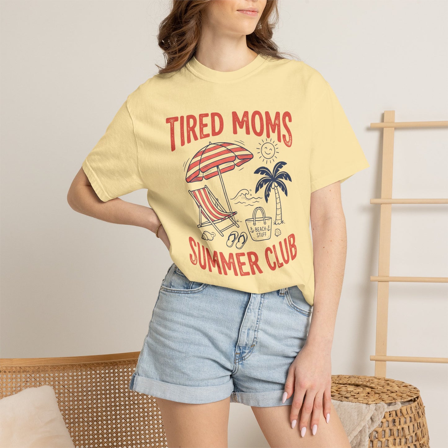 Tired Moms Summer Club Beach Graphic Tee • Summer Mom Shirt • Pool Day Mama Tee • Coastal Vacation Outfit