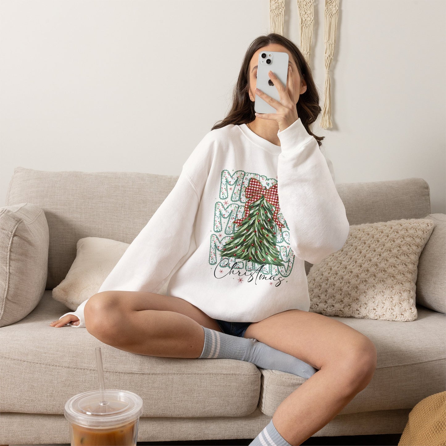 Christmas Tree Crewneck Sweatshirt — Merry Merry Holiday Graphic