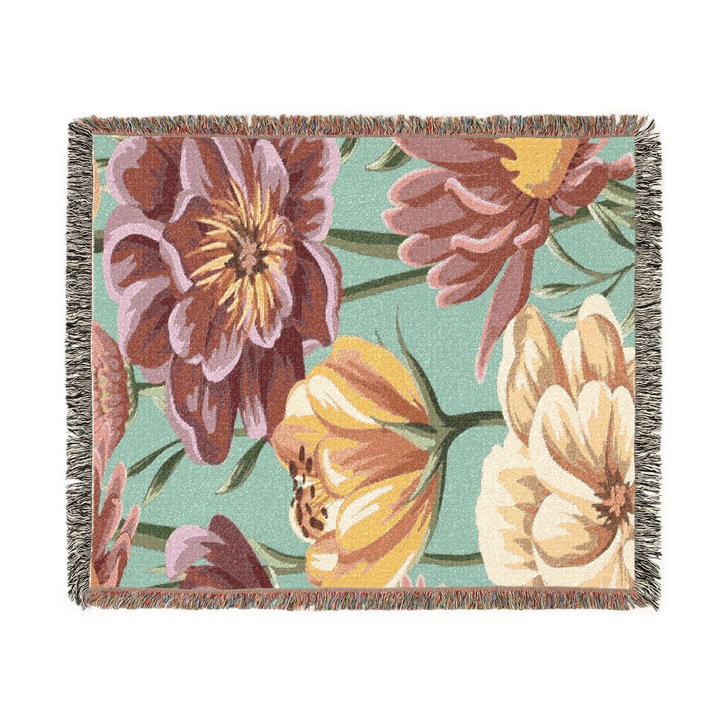 Floral Tulip Woven Blanket — Cozy Garden Throw