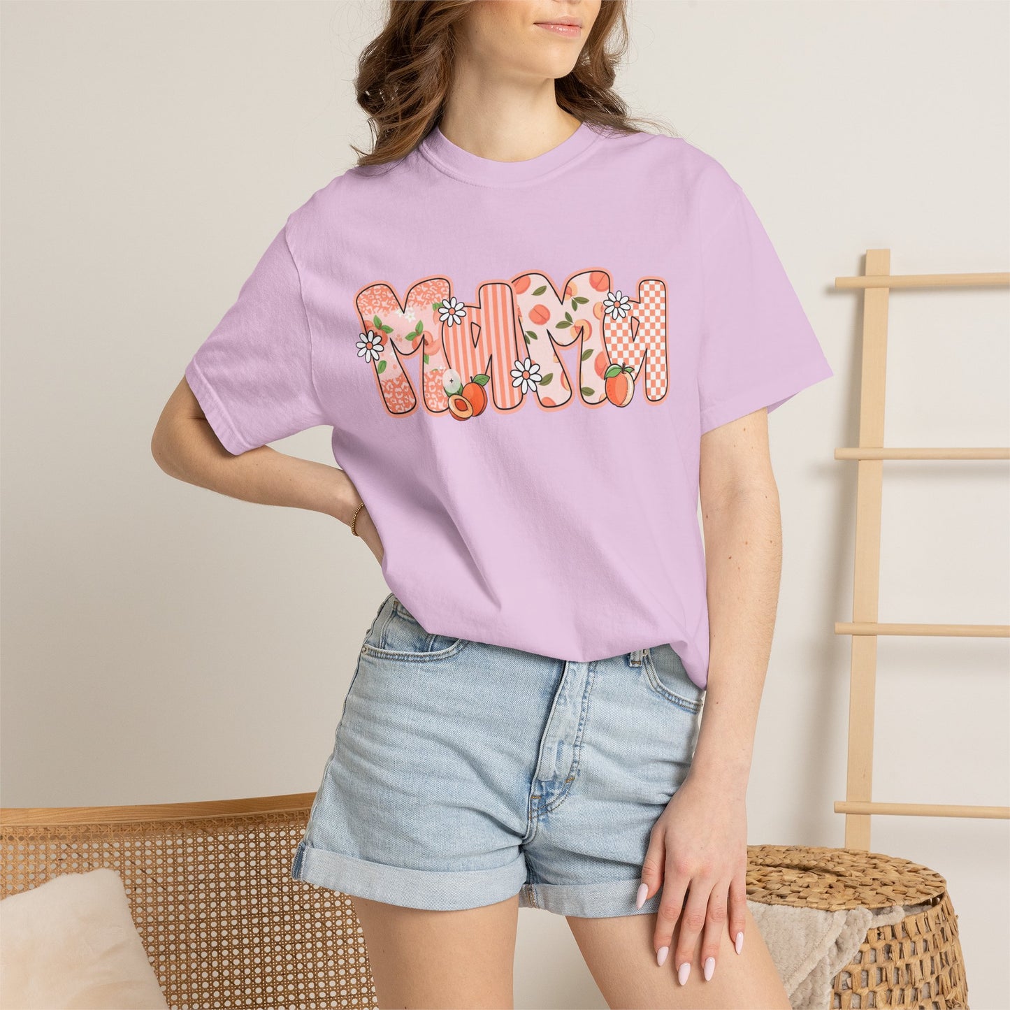 Peach Floral Mama Graphic Tee • Spring Mama Shirt • Soft Girly Mom Shirt • Floral Boutique Style Outfit