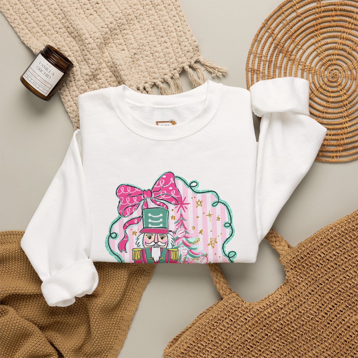 Nutcracker Christmas Sweatshirt — Pink Bow Holiday Crewneck