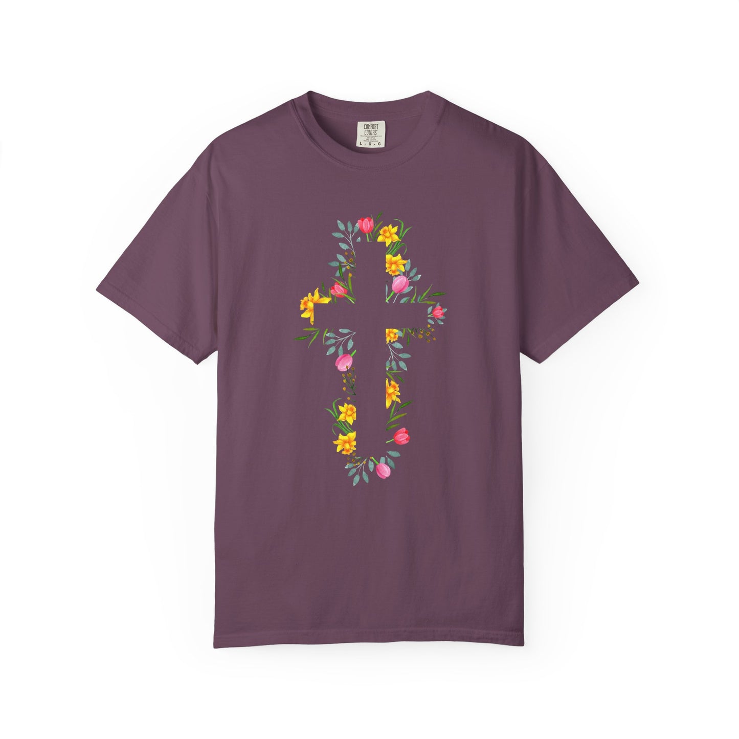 Floral Cross T-Shirt — Christian Faith Tee with Watercolor Flowers