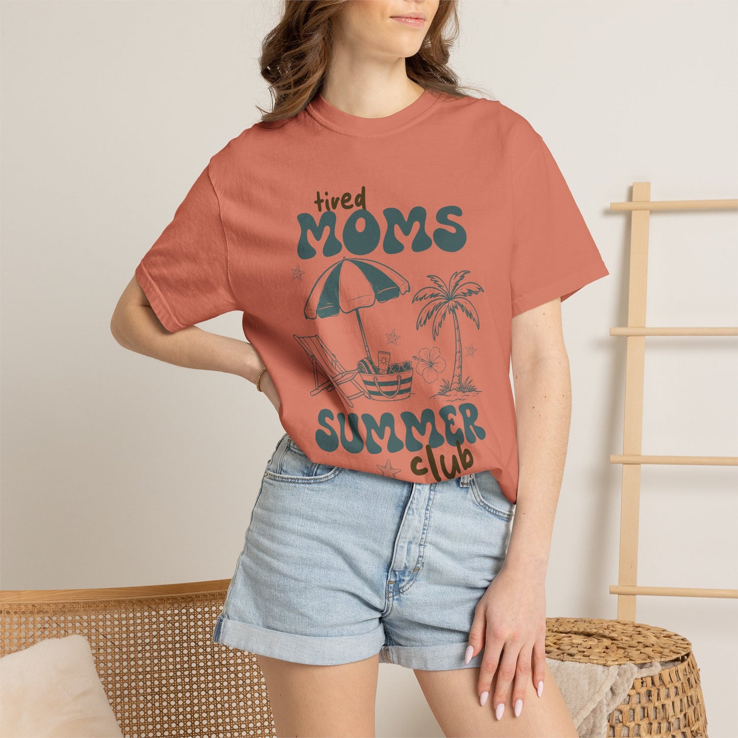 Tired Moms Summer Club Beach Mom Graphic Tee • Summer Vacation Shirt • Pool Day Mama Outfit • Coastal Summer Tee