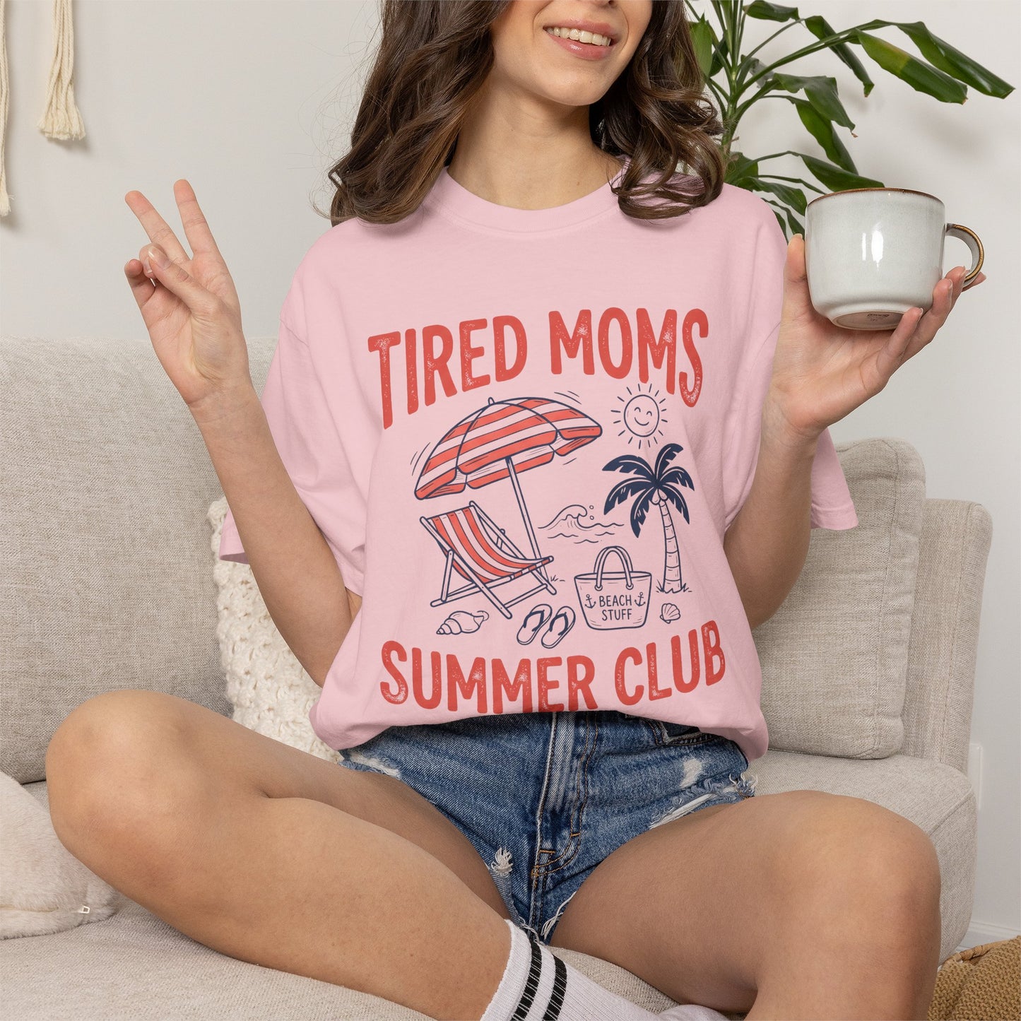 Tired Moms Summer Club Beach Graphic Tee • Summer Mom Shirt • Pool Day Mama Tee • Coastal Vacation Outfit