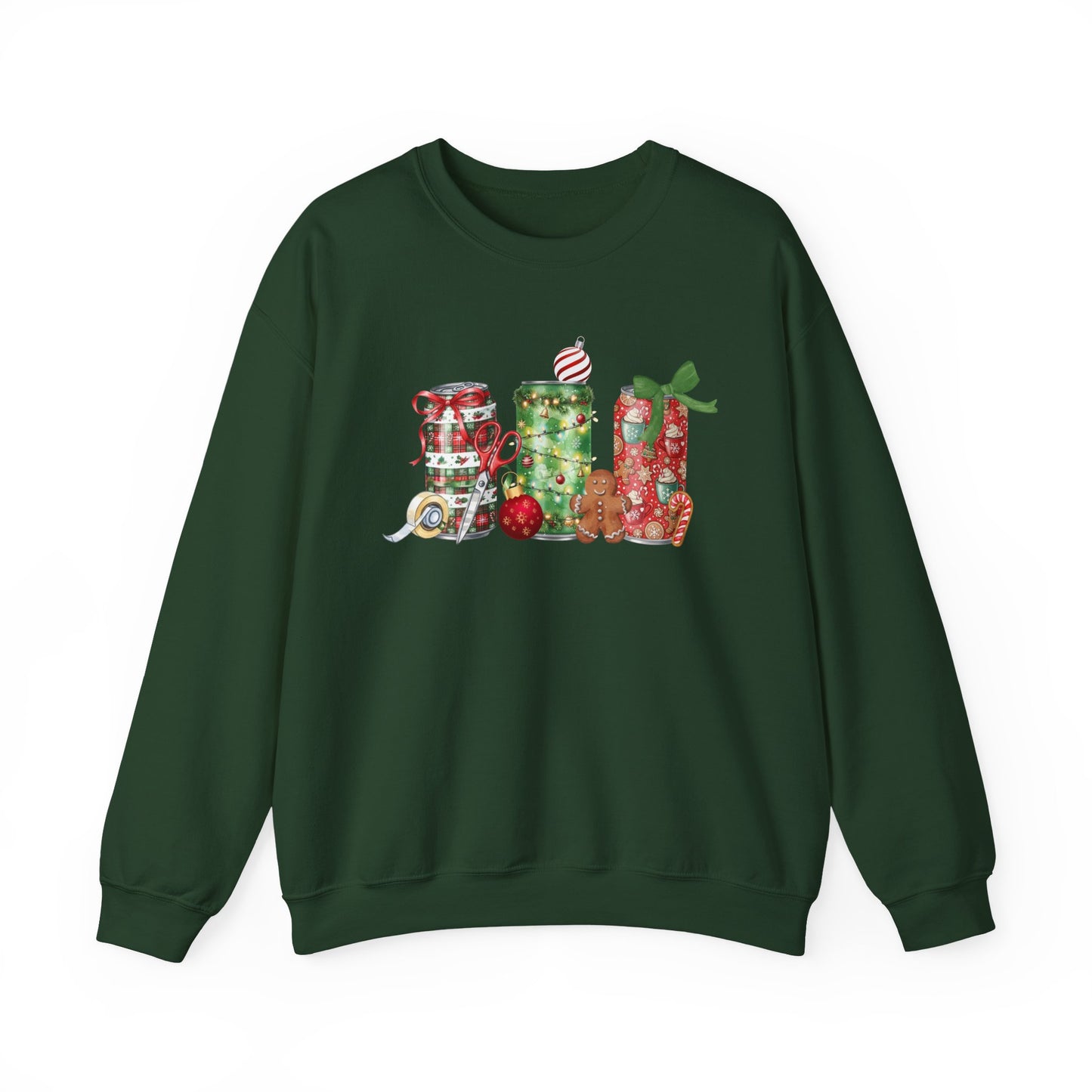 Christmas Soda Crewneck Sweatshirt | Festive Holiday Energy Drink Design | Heavy Blend Cozy Red,Green, Navy, Black, Pink Christmas Sweater for Winter Parties & Gifts