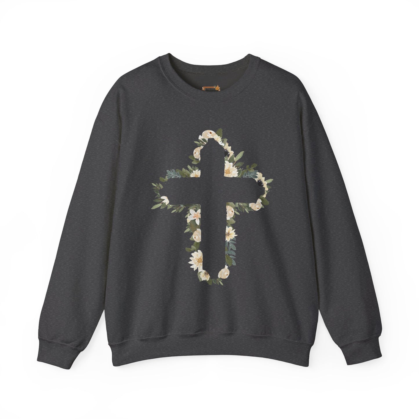 Floral Cross Crewneck Sweatshirt — Christian Faith Floral Pullover