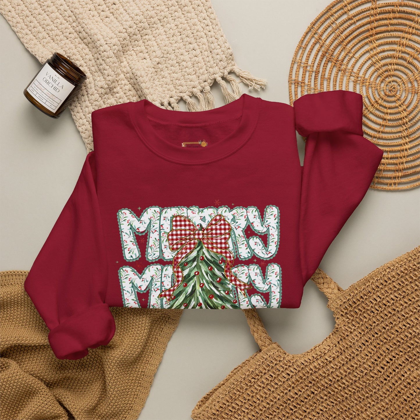 Christmas Tree Crewneck Sweatshirt — Merry Merry Holiday Graphic