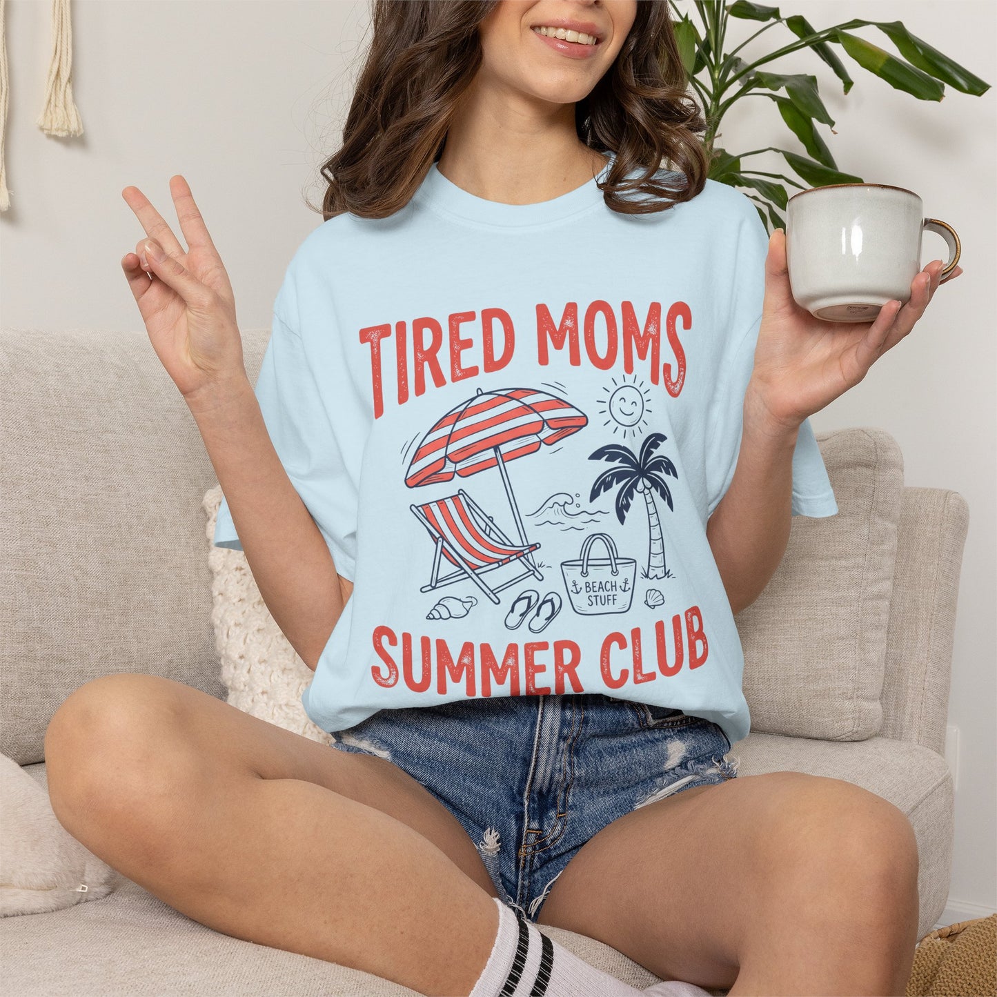 Tired Moms Summer Club Beach Graphic Tee • Summer Mom Shirt • Pool Day Mama Tee • Coastal Vacation Outfit