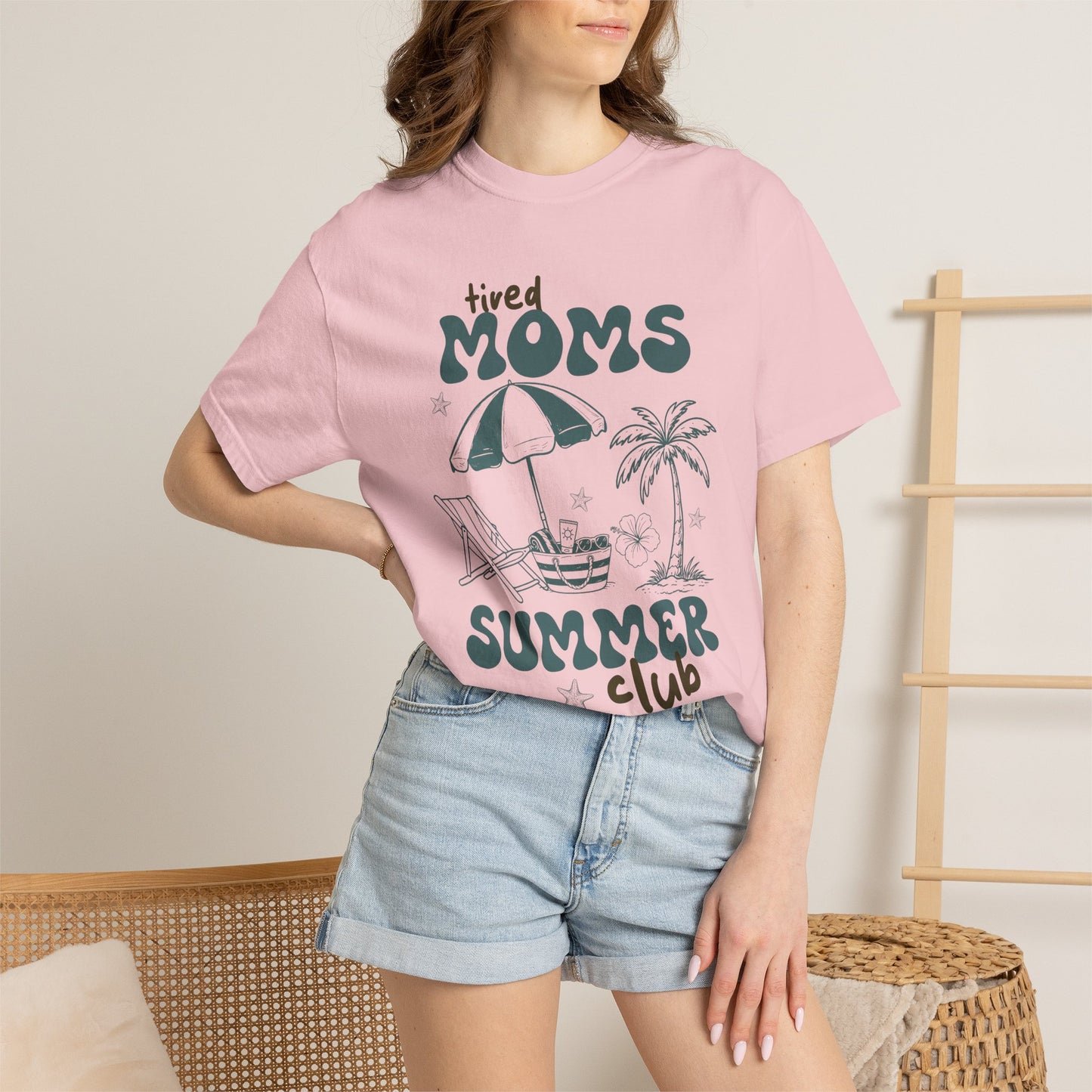 Tired Moms Summer Club Beach Mom Graphic Tee • Summer Vacation Shirt • Pool Day Mama Outfit • Coastal Summer Tee