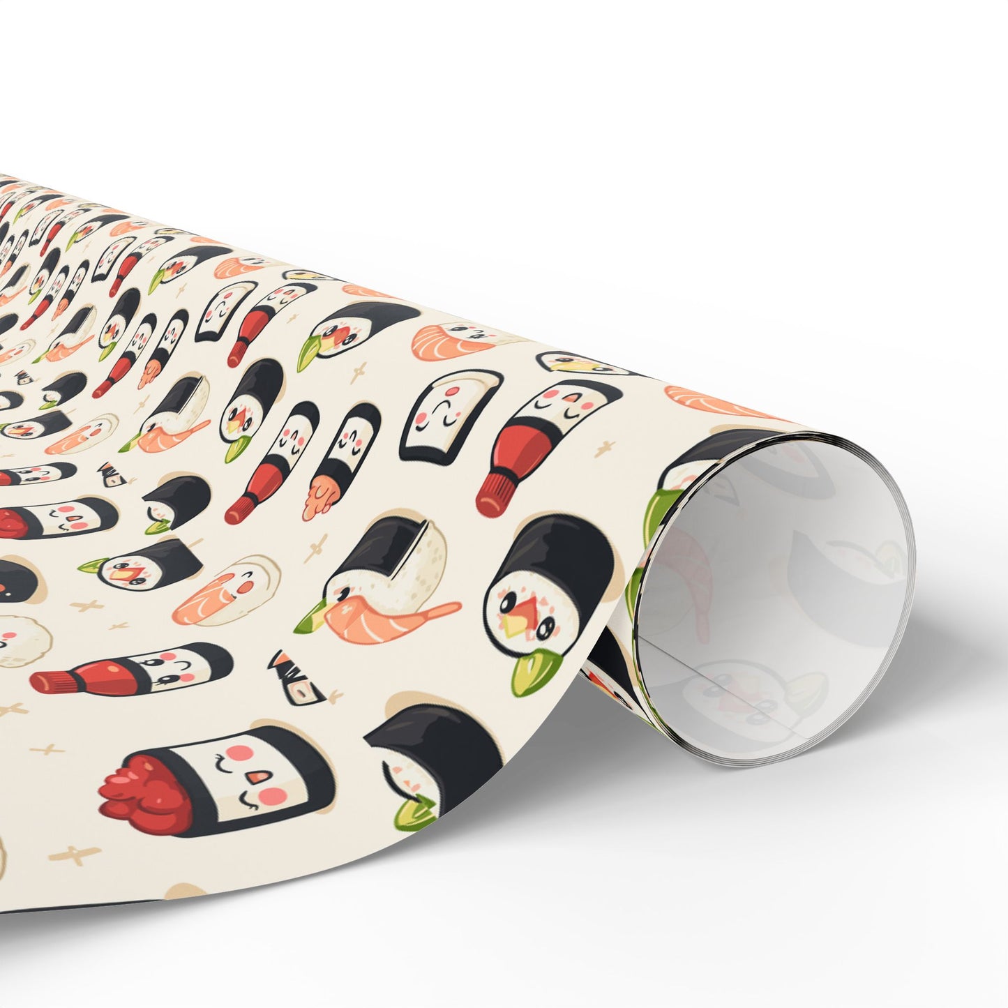 Kawaii Sushi Wrapping Paper | Cute Japanese Food Pattern | Happy Sushi Roll Gift Wrap | Fun Cozy Blanket for Food Lovers