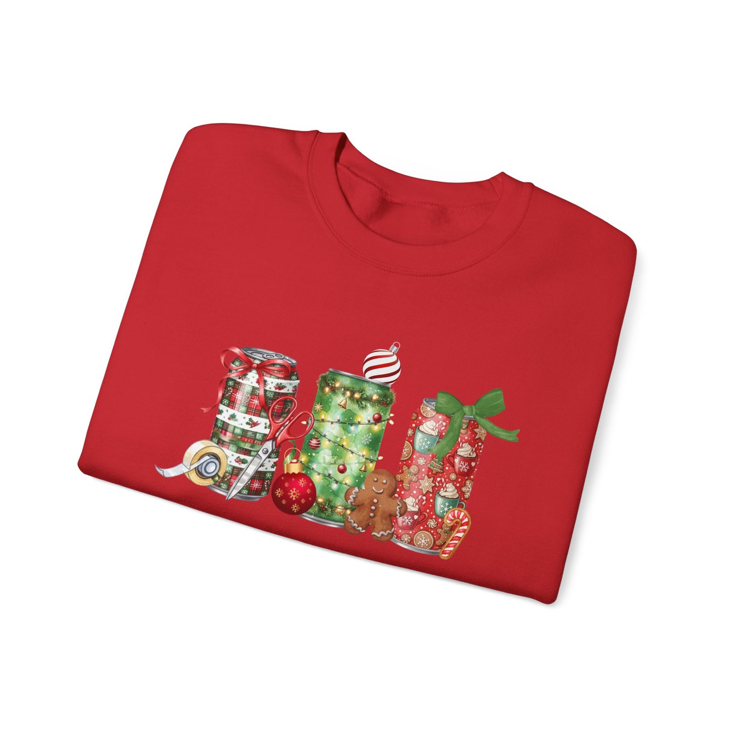 Christmas Soda Crewneck Sweatshirt | Festive Holiday Energy Drink Design | Heavy Blend Cozy Red,Green, Navy, Black, Pink Christmas Sweater for Winter Parties & Gifts