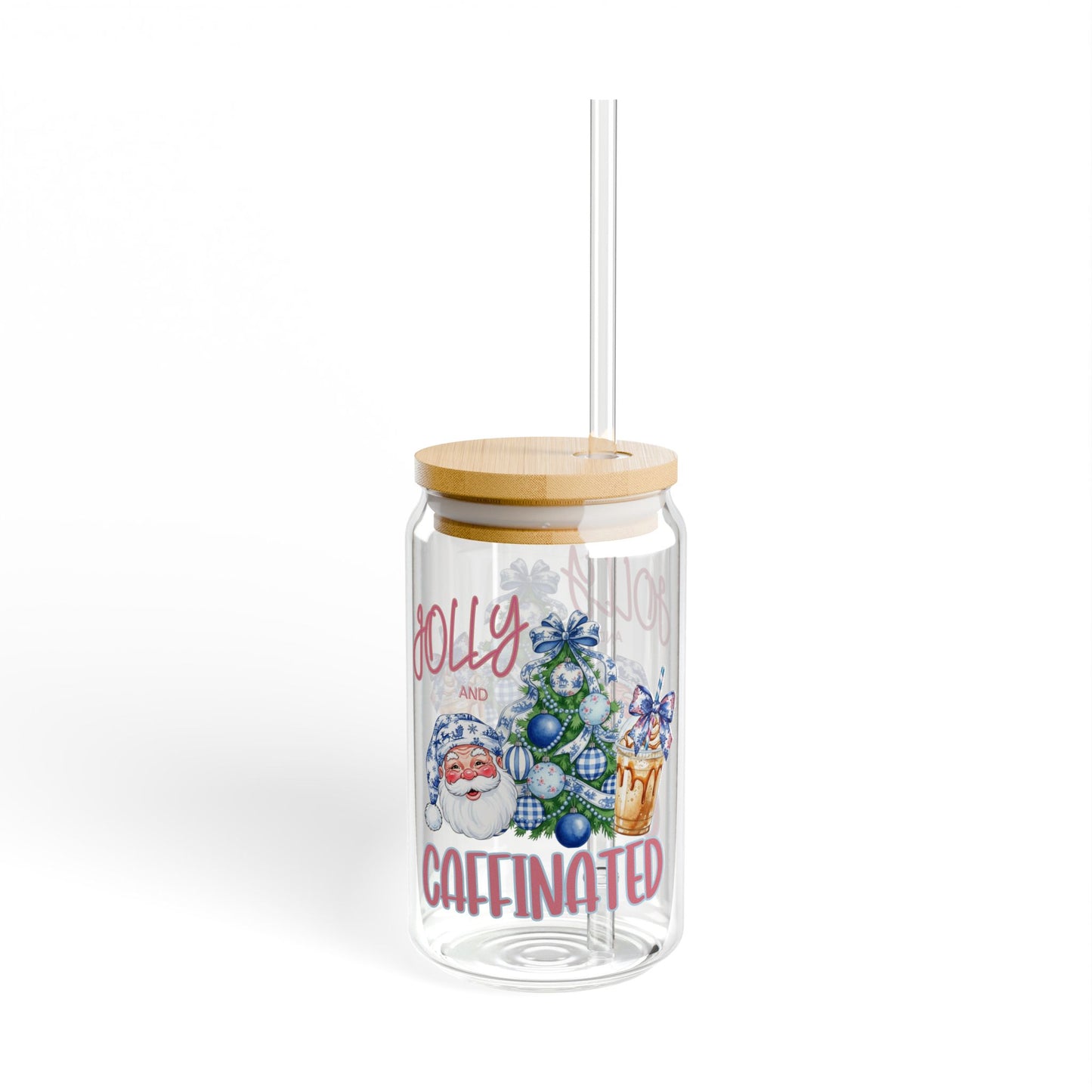 Festive Sipper Glass, 16oz | Holiday, Caffeine Lovers, Fun Drinkware, Unique Gift, Seasonal Decor