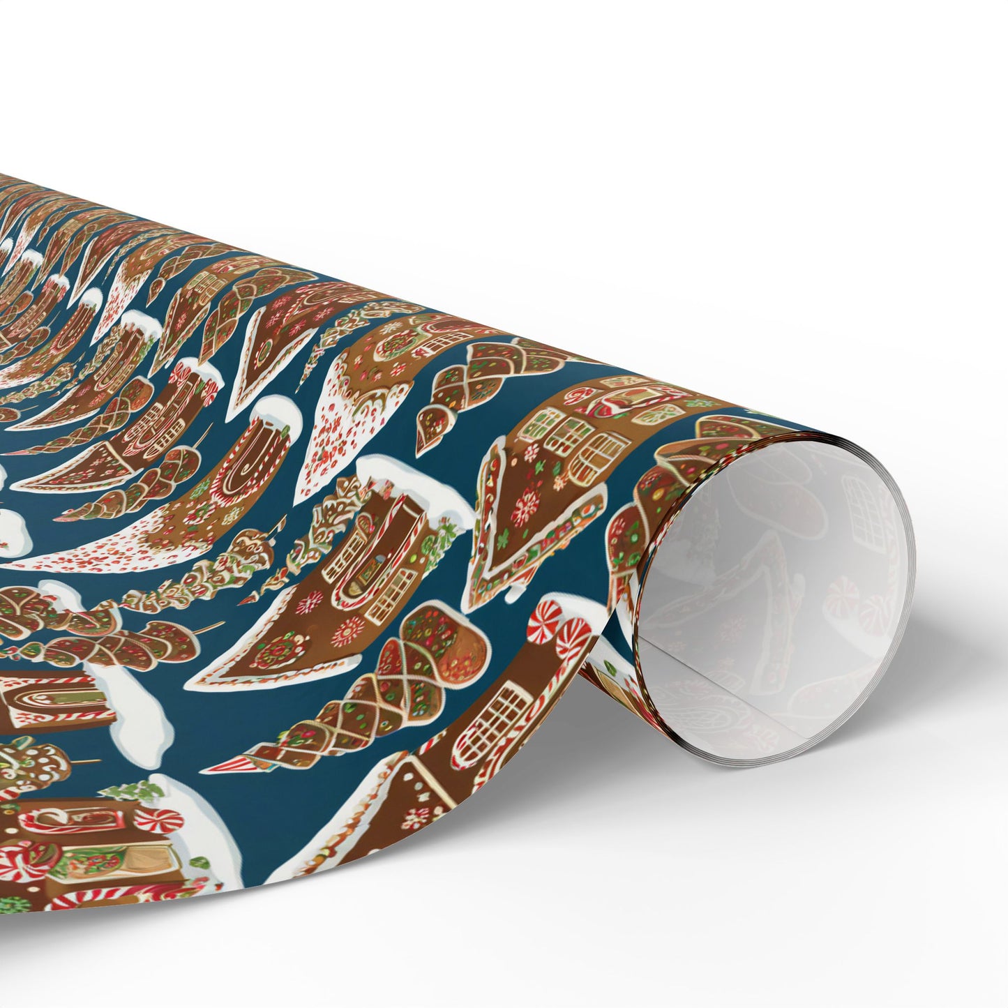 Navy Gingerbread Village Christmas Blanket & Wrapping Paper | Blue Winter Cookie House Pattern | Cozy Holiday Gift Wrap | Festive Home Decor
