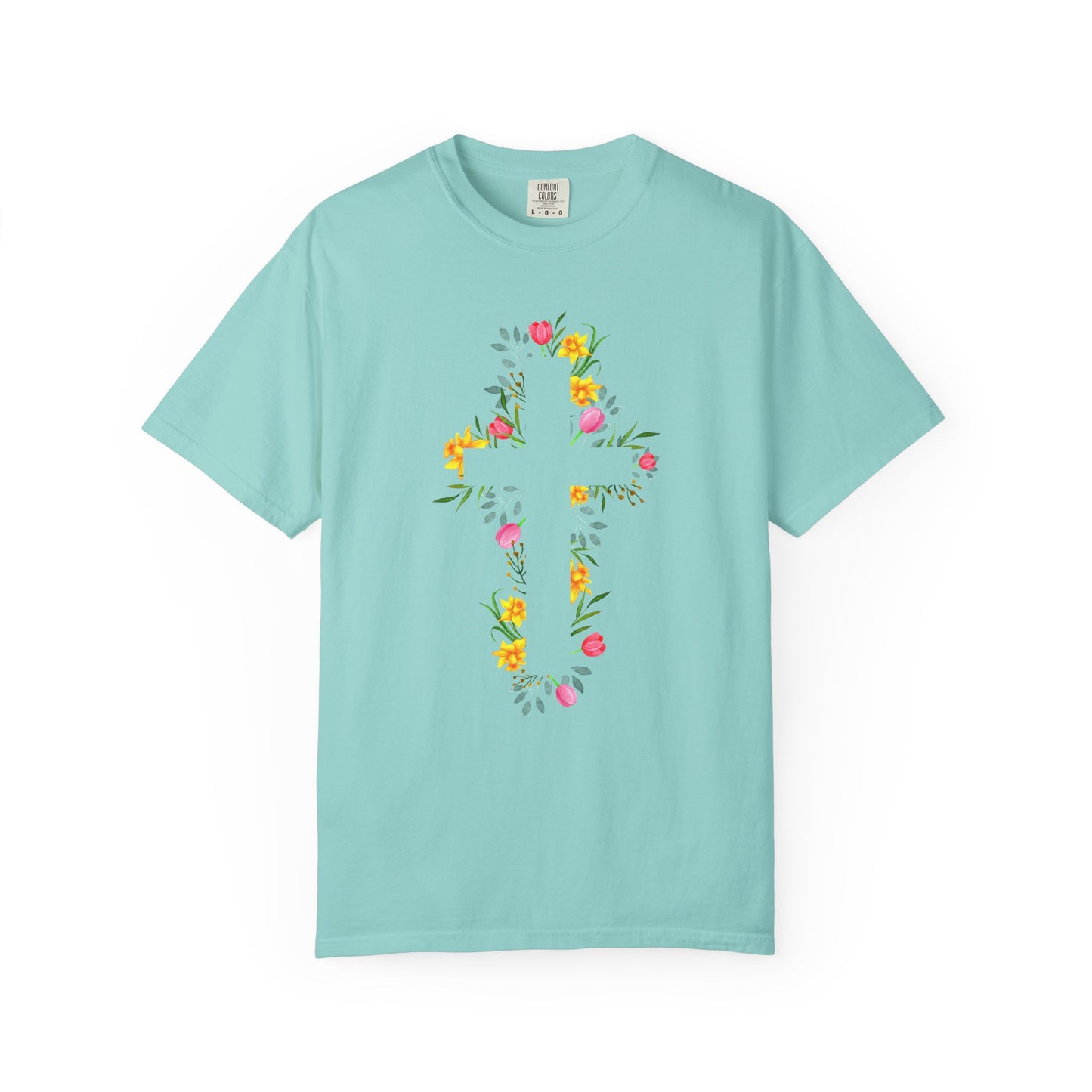 Floral Cross T-Shirt — Christian Faith Tee with Watercolor Flowers