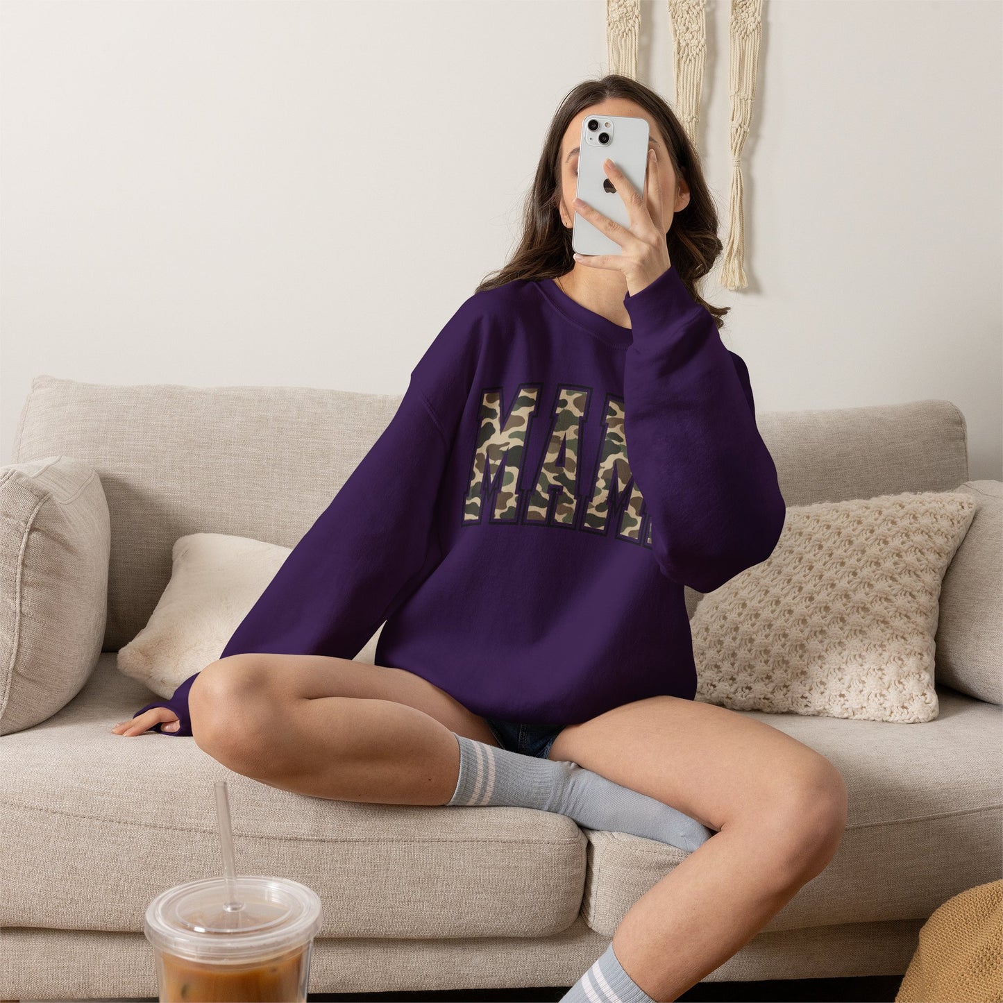 Mama Camo Crewneck Sweatshirt – Camouflage Graphic Mama Pullover, Mother's Day Gift