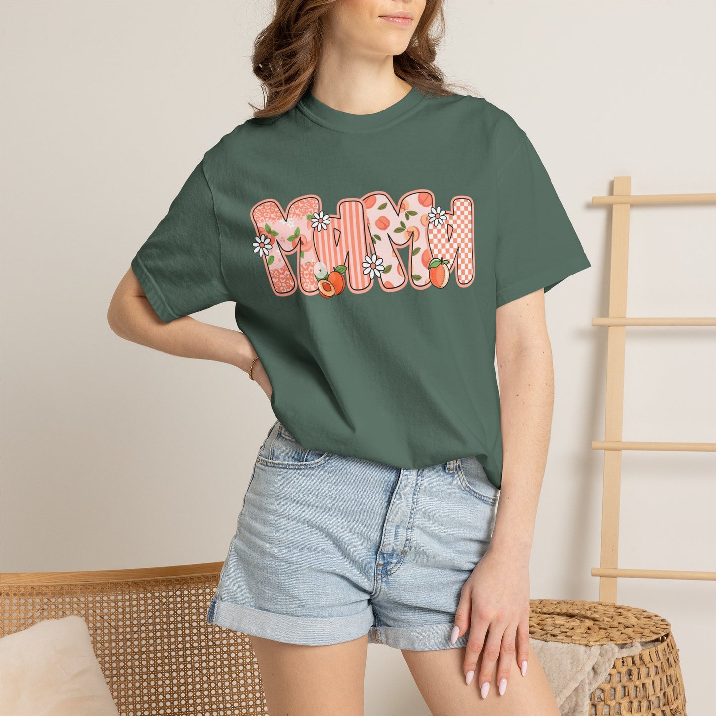 Peach Floral Mama Graphic Tee • Spring Mama Shirt • Soft Girly Mom Shirt • Floral Boutique Style Outfit