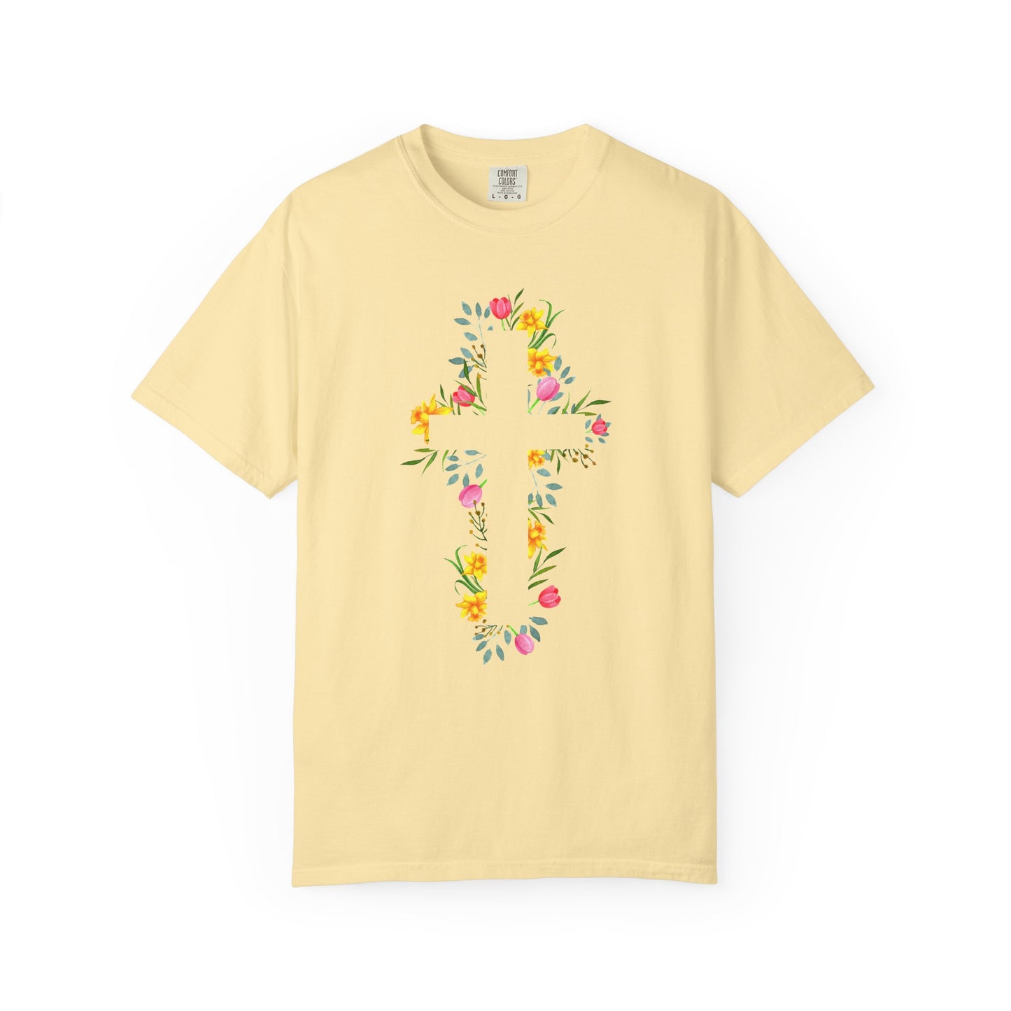 Floral Cross T-Shirt — Christian Faith Tee with Watercolor Flowers