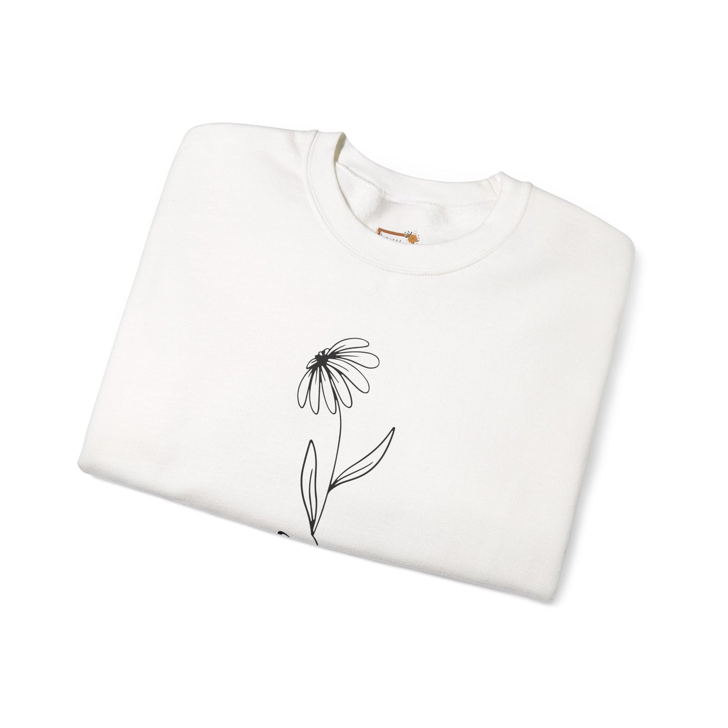 Daisy Faith Floral Sweatshirt | Minimal Line Flower Mama | Neutral Botanical Pullover | Soft Fleece Top