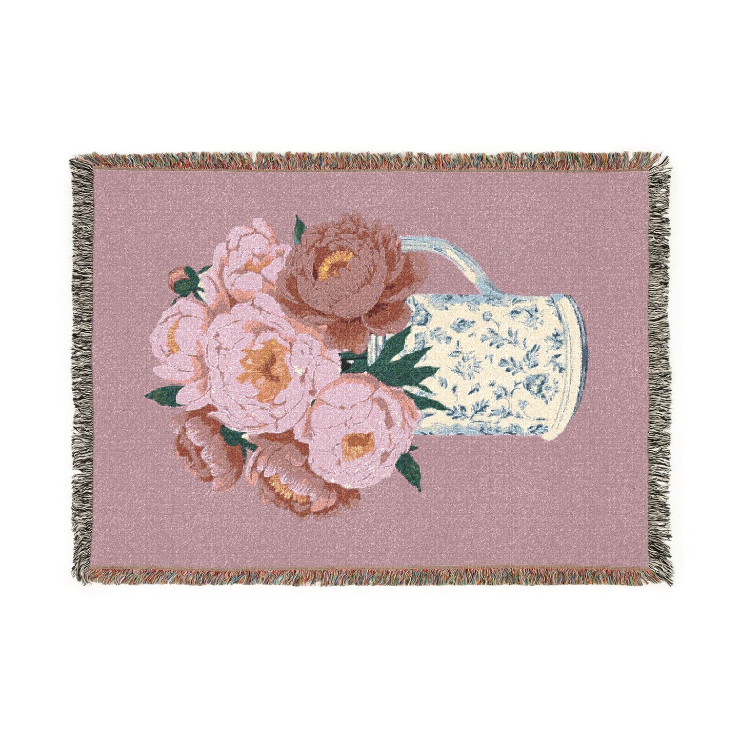 Peony Woven Blanket — Floral Cozy Throw for Living Room & Bedroom