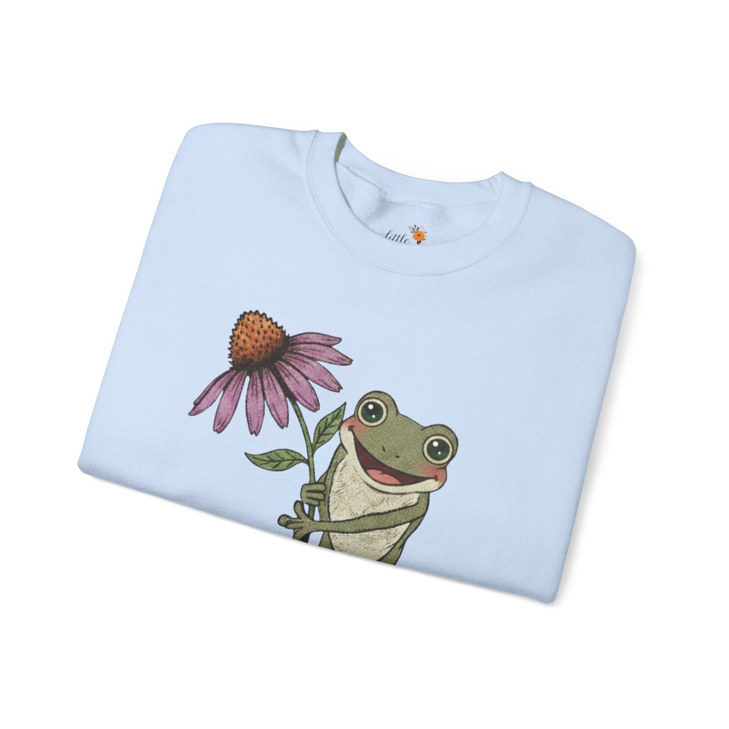Spring Cottage Frog Sweatshirt • Whimsical Garden Wildflower Crewneck • Cottagecore Floral Pullover