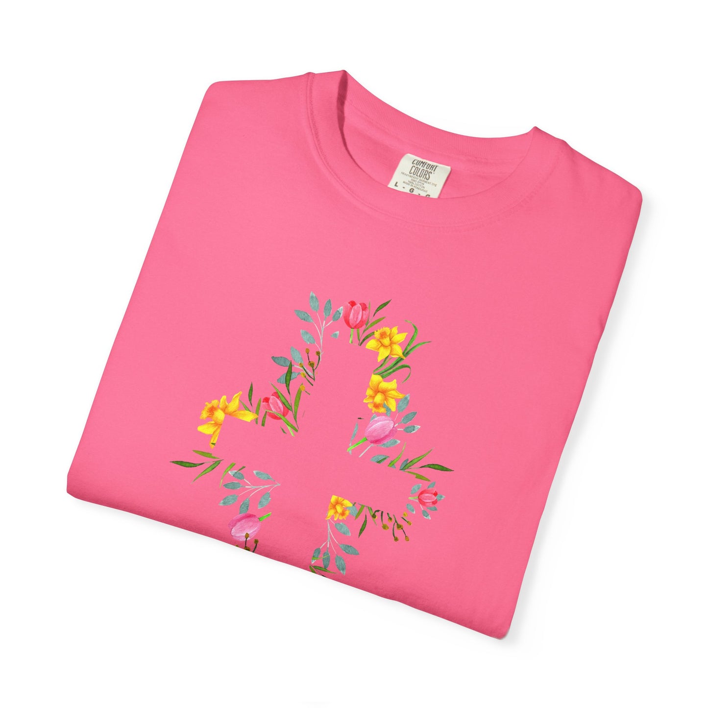 Floral Cross T-Shirt — Christian Faith Tee with Watercolor Flowers