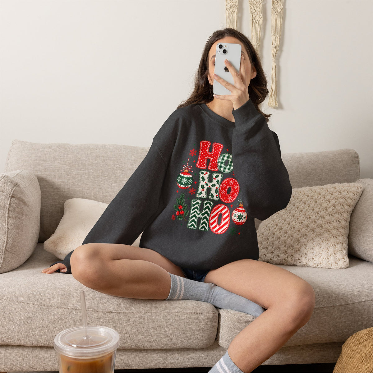 Ho Ho Ho Christmas Sweatshirt, Retro Christmas Crewneck, Gildan Holiday Sweatshirt, Festive Christmas Sweater, Christmas Gift