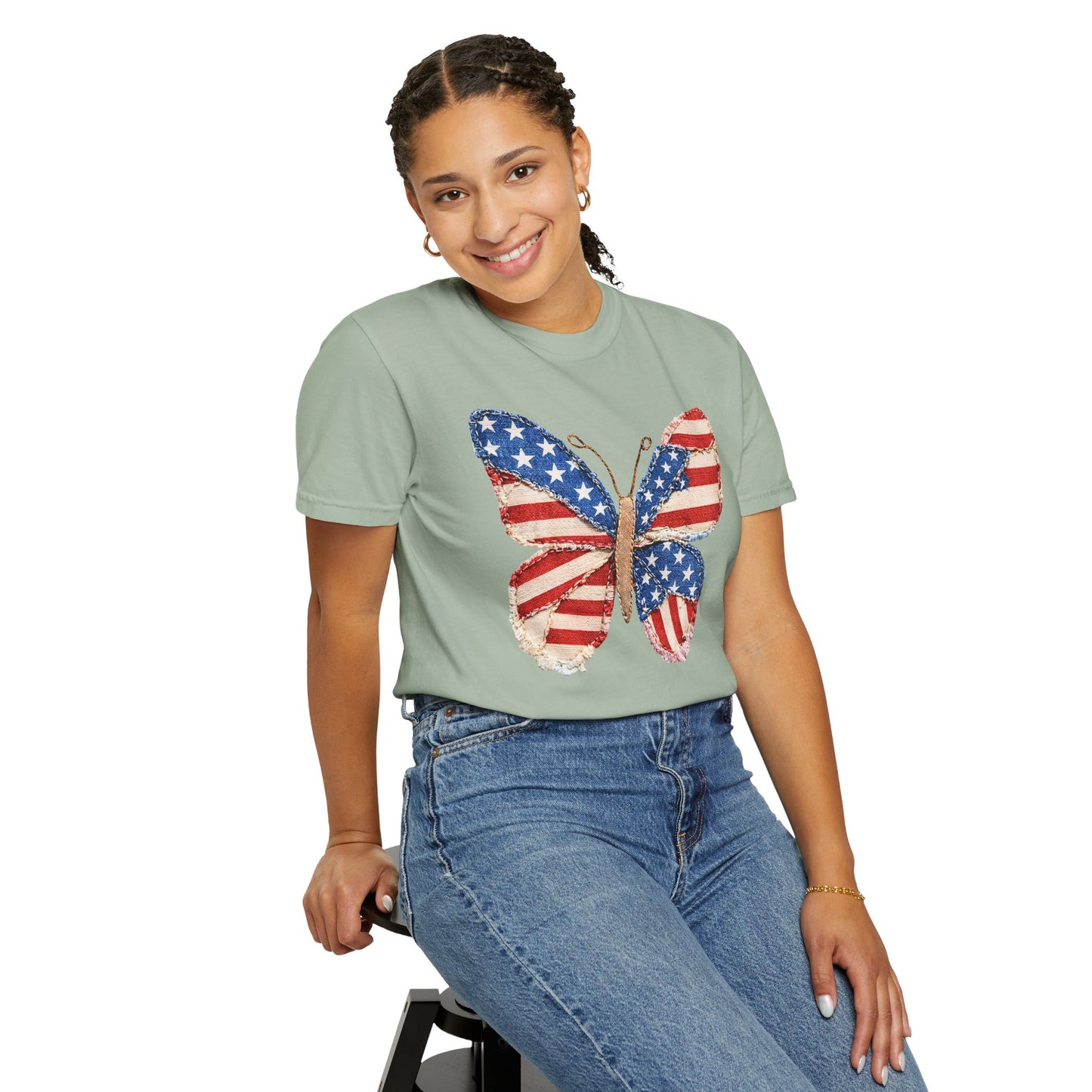 4th of July Butterfly Shirt • Patriotic Butterfly Tee • Vintage Americana Red White Blue Graphic