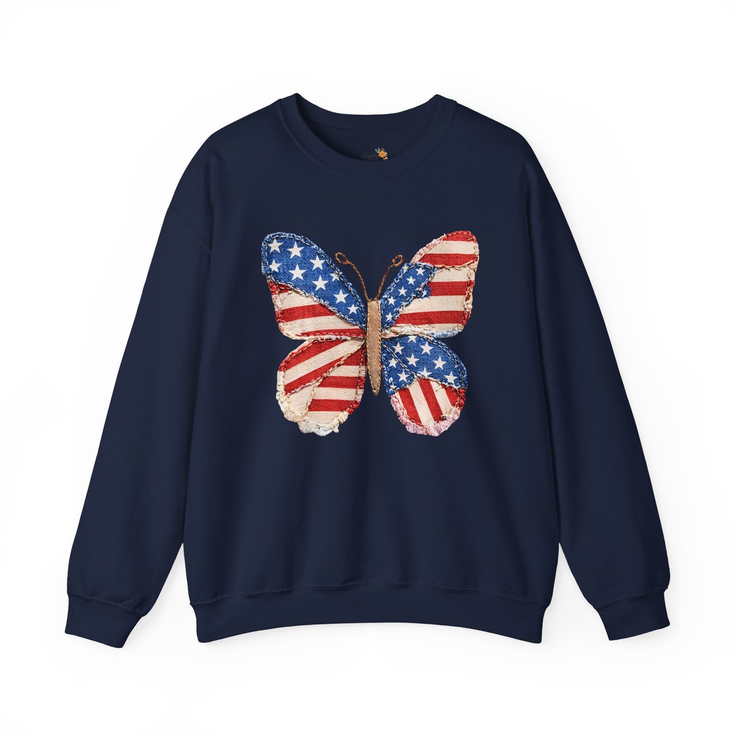 4th of July Butterfly Sweatshirt • Patriotic Butterfly Crewneck • Vintage Americana Red White Blue Graphic