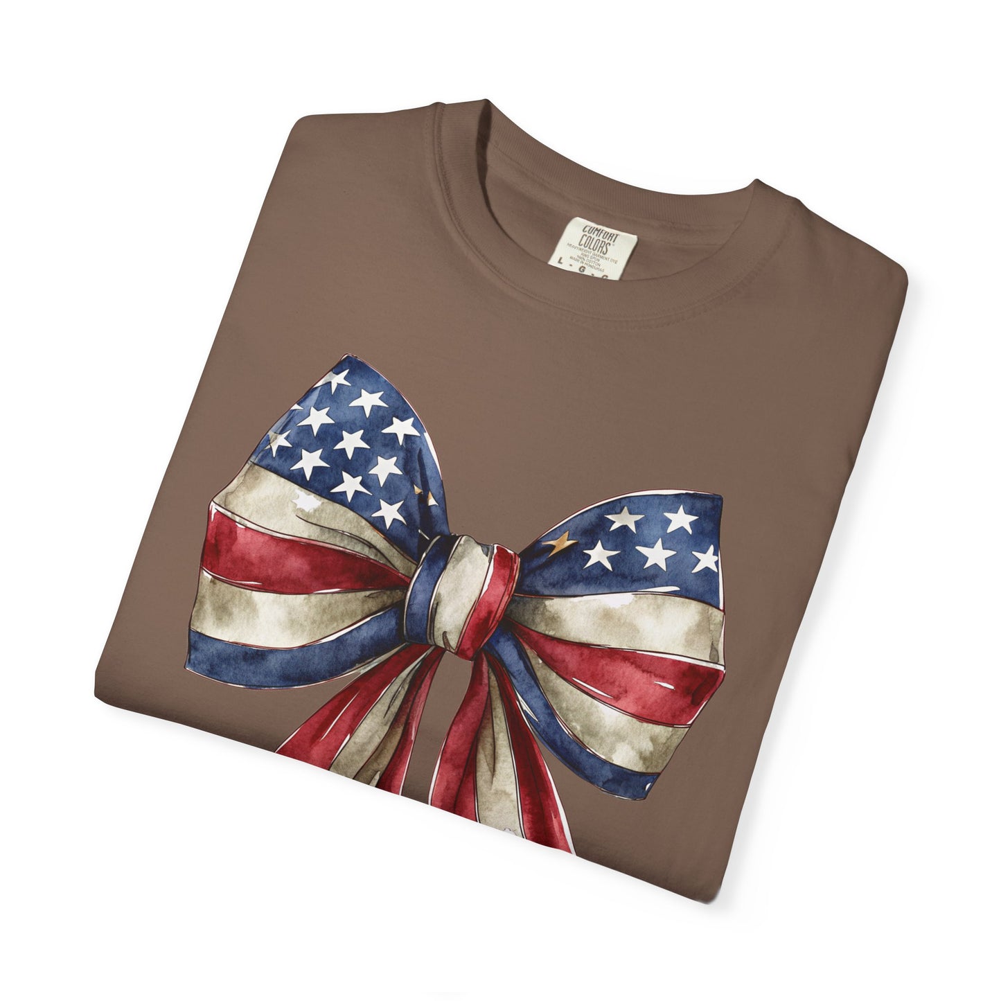 Red White Blue Coquette Bow T-Shirt • 4th of July Tee • American Flag Design Shirt