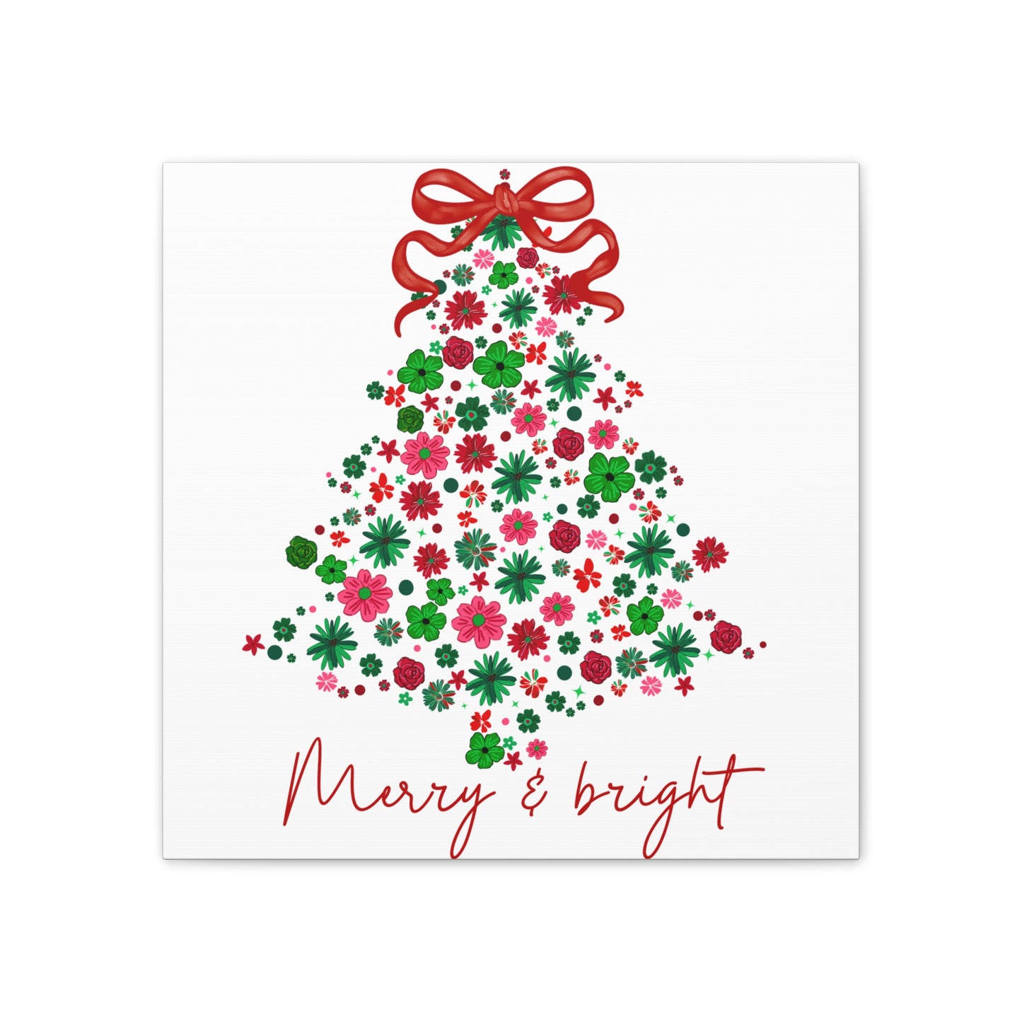 Festive Canvas Wall Art - Merry & Bright Christmas Tree