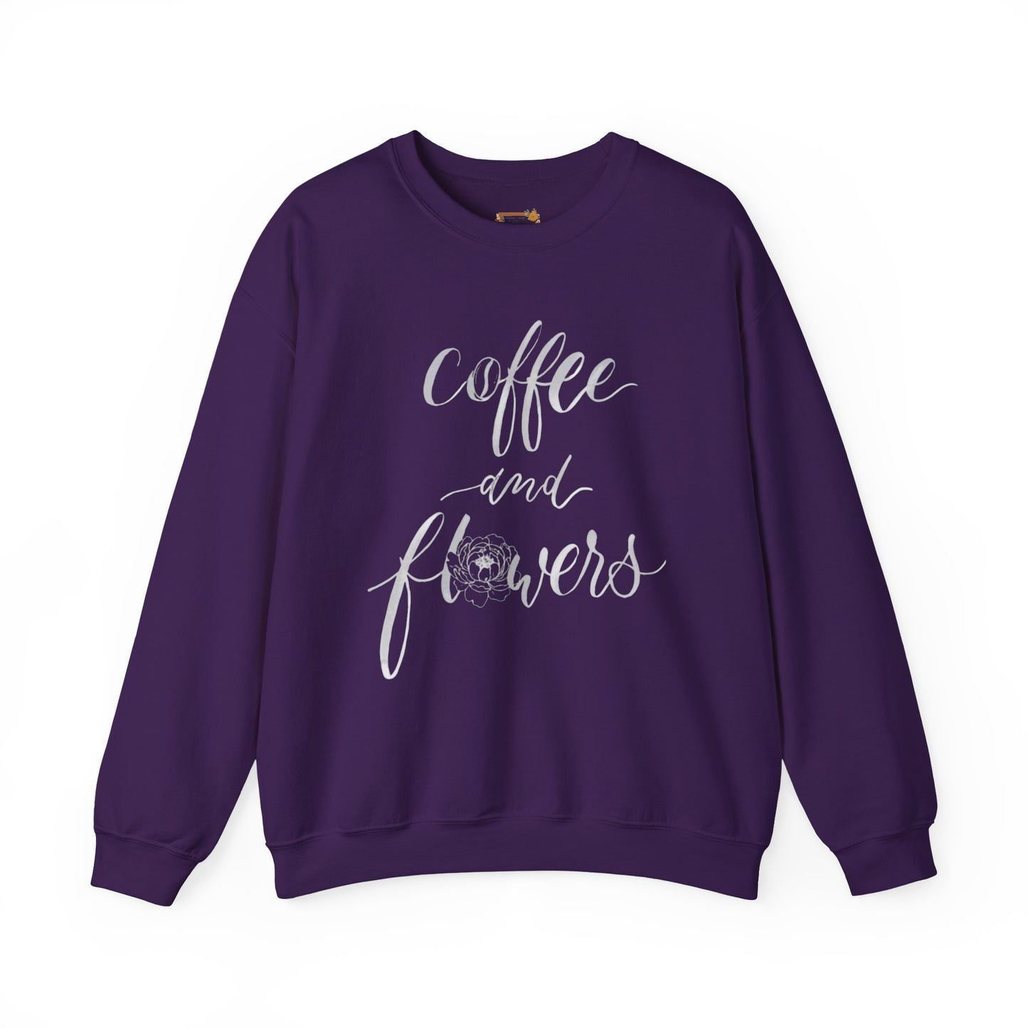 Coffee And Flowers Sweatshirt • Minimal Script Floral Design • Moody Neutral Aesthetic • Cozy Everyday Style • Unisex Pullover