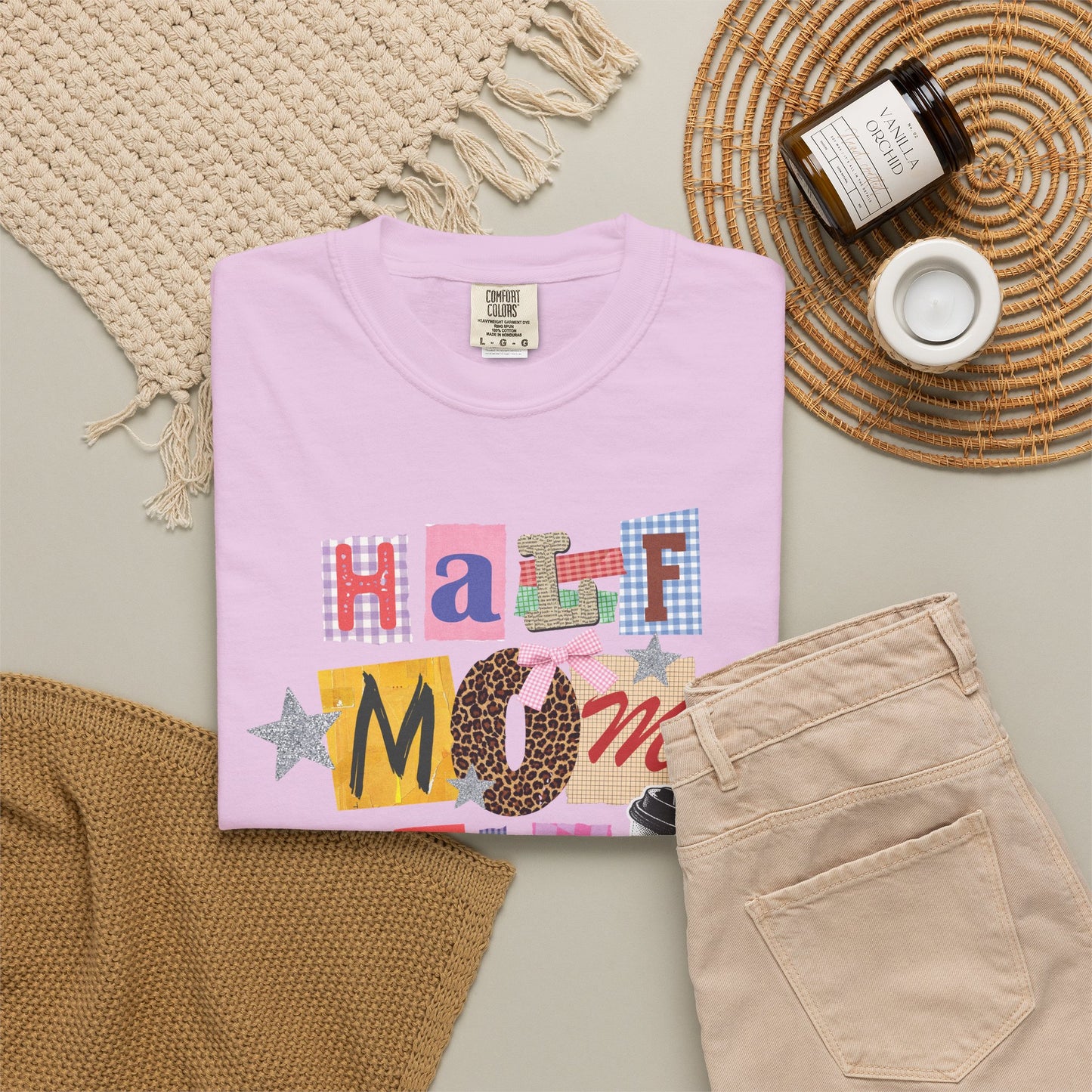 Half Mom Half Coffee Graphic Tee • Funny Mom Shirt Women • Trendy Patchwork Mixed Print Leopard Gingham Tee • Mom Life Shirt