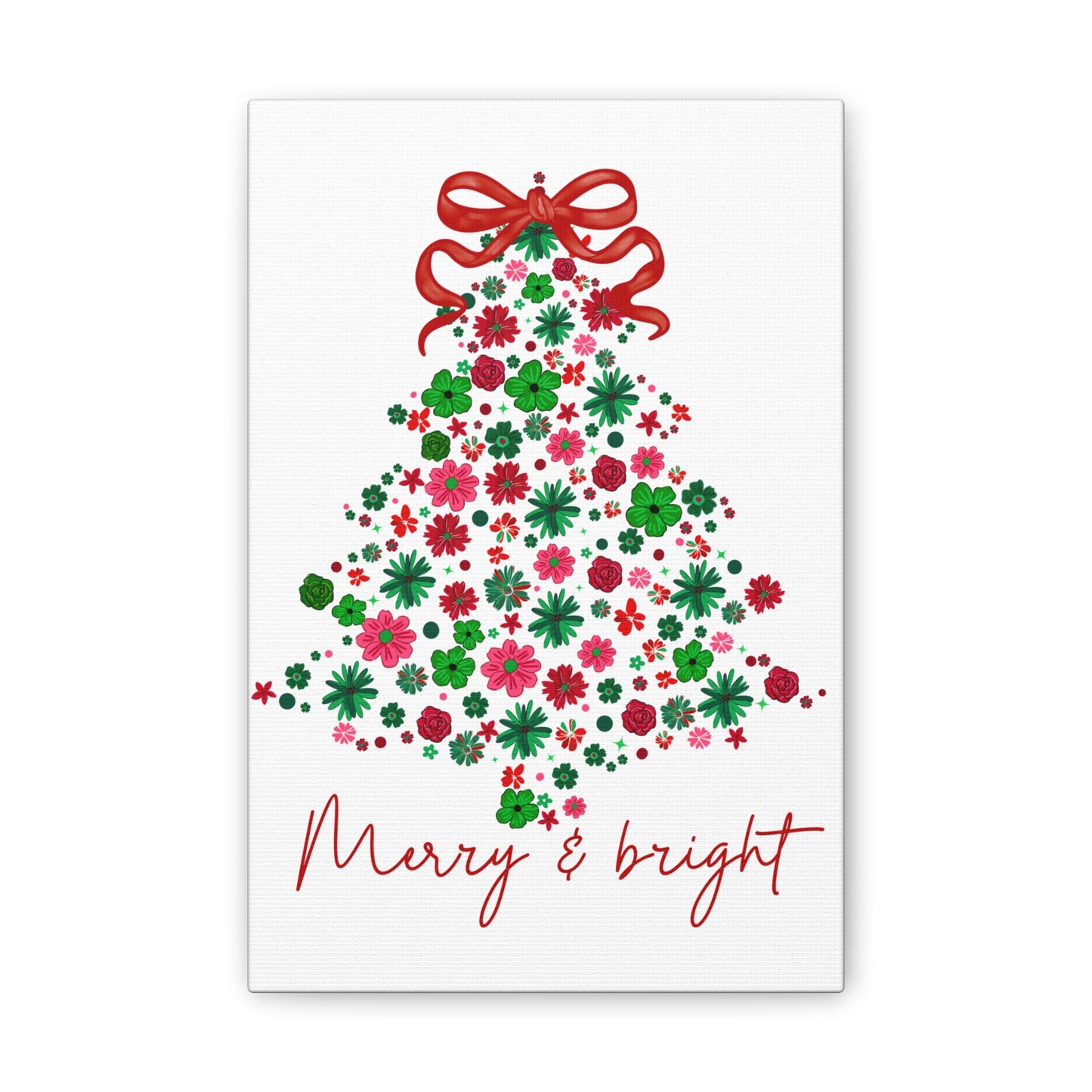 Festive Canvas Wall Art - Merry & Bright Christmas Tree