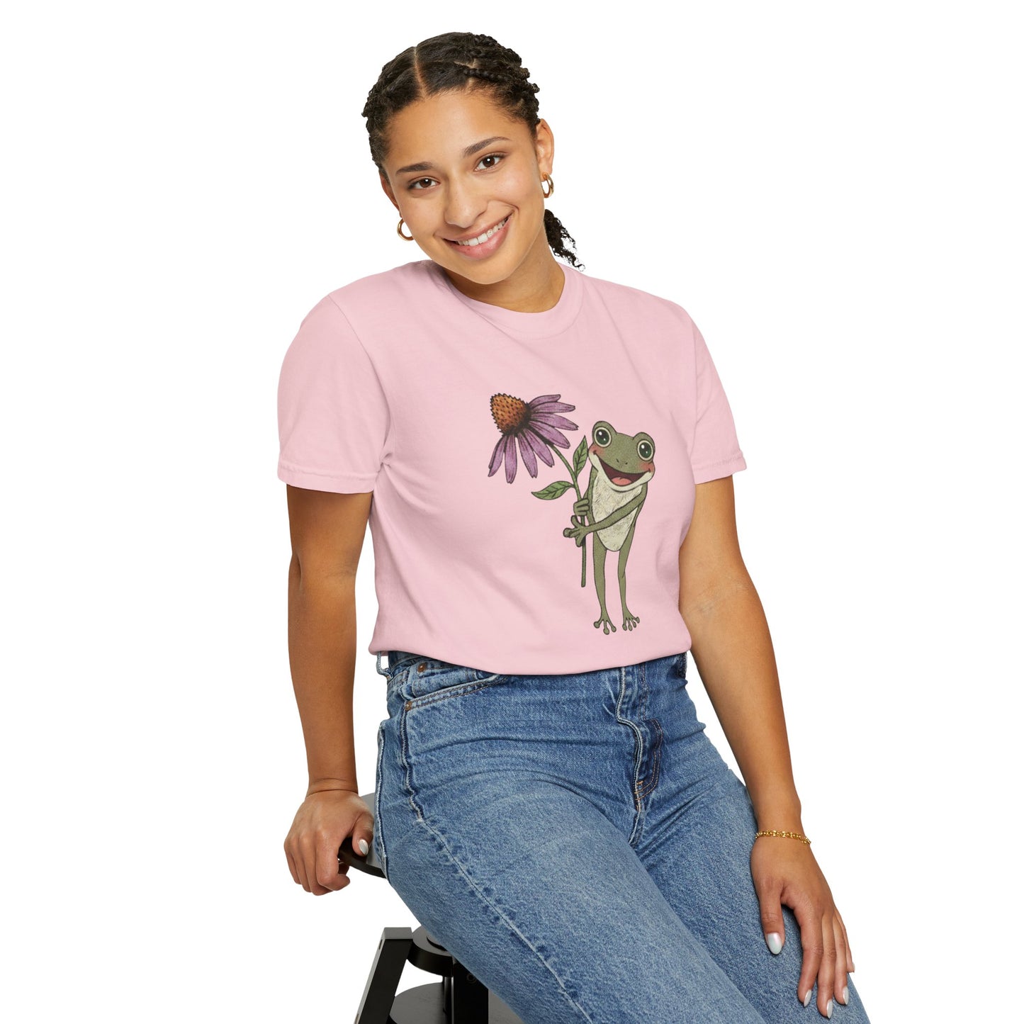 Spring Cottage Frog Tee • Whimsical Garden Wildflower T-shirt • Cottagecore Floral Tshirt