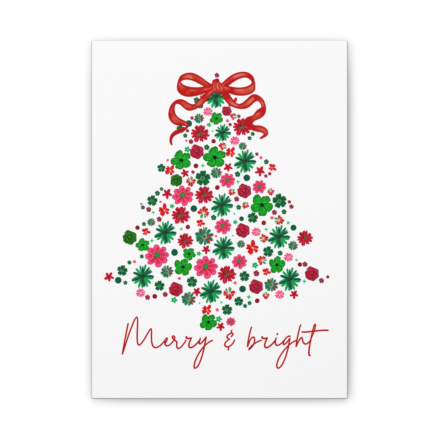 Festive Canvas Wall Art - Merry & Bright Christmas Tree
