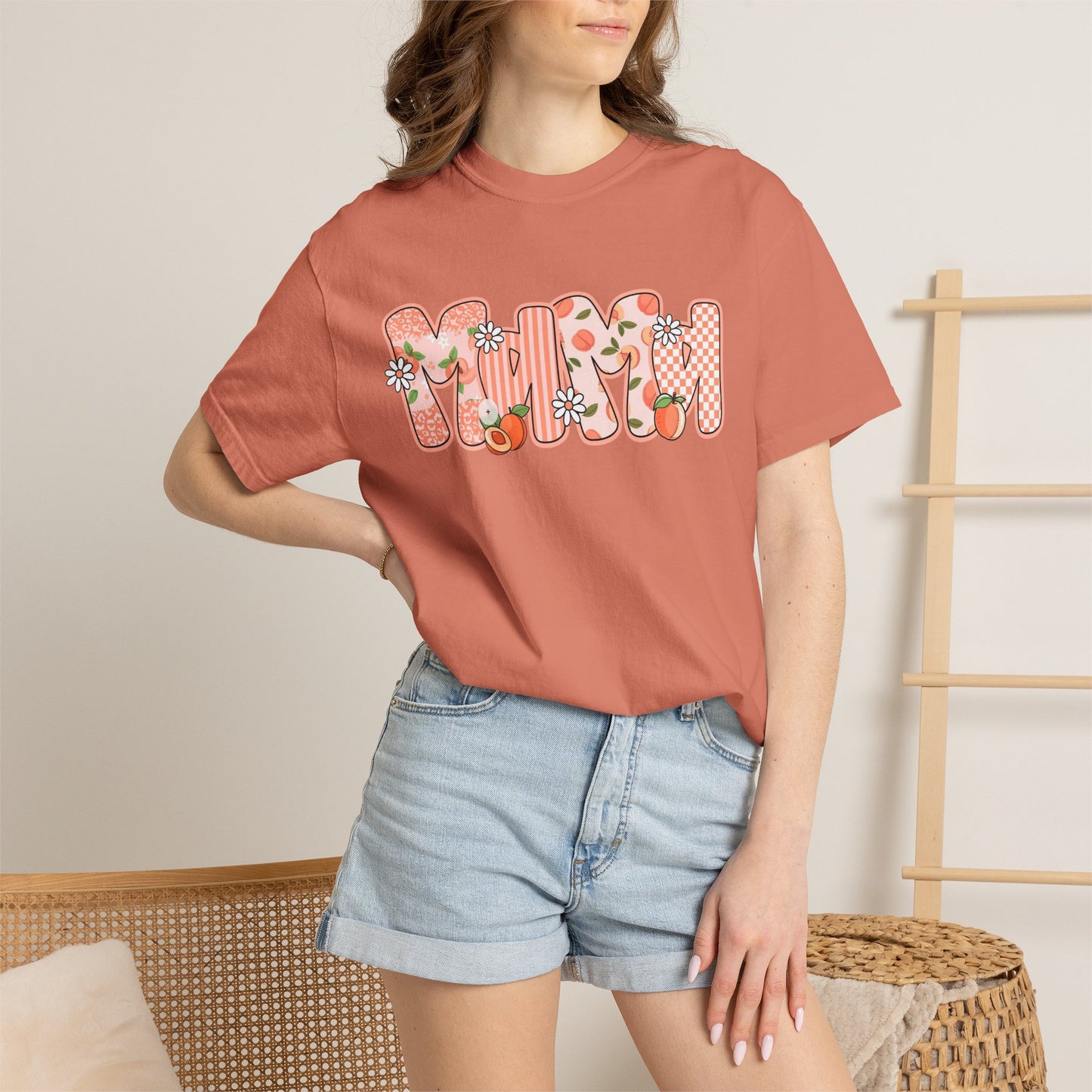 Peach Floral Mama Graphic Tee • Spring Mama Shirt • Soft Girly Mom Shirt • Floral Boutique Style Outfit