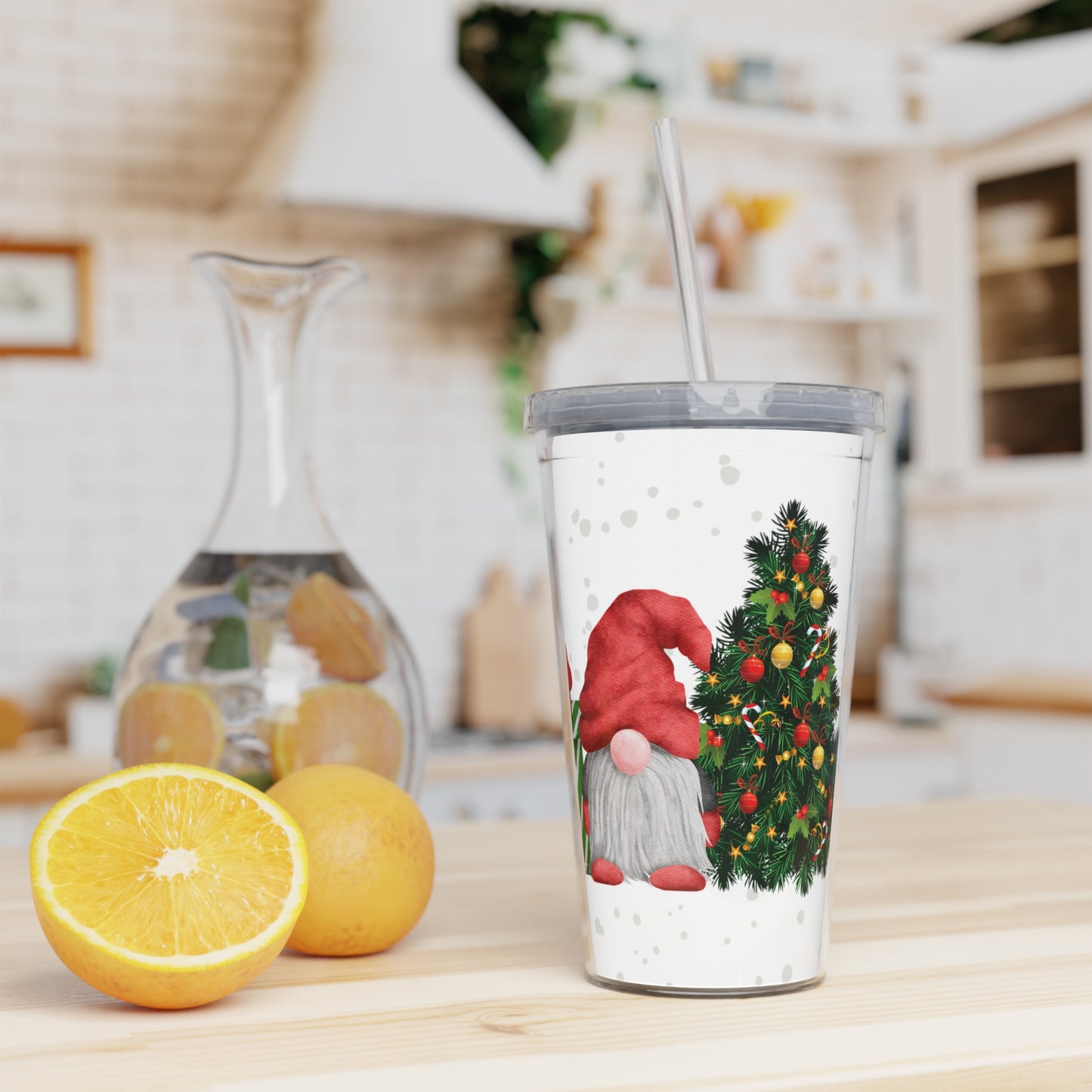 Plastic Tumbler with Straw