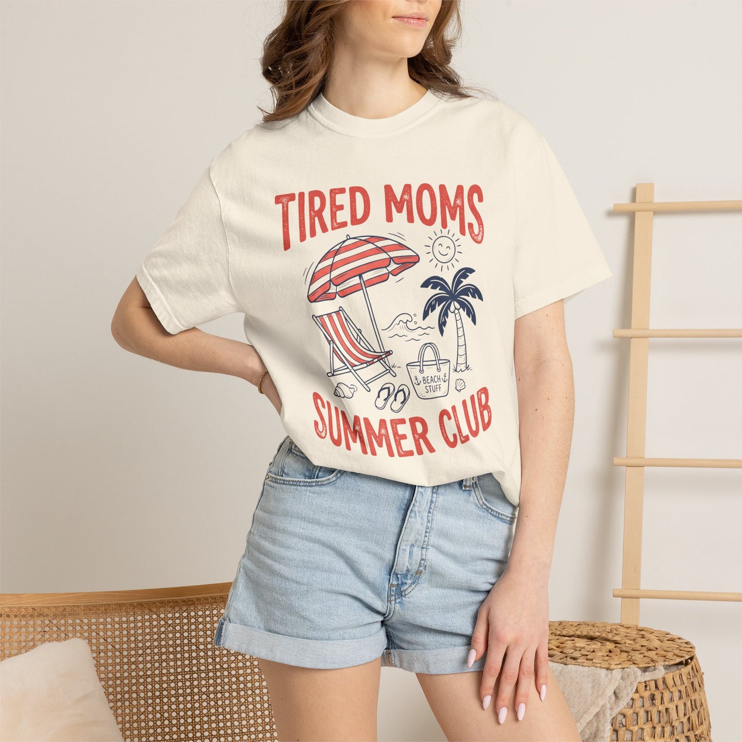 Tired Moms Summer Club Beach Graphic Tee • Summer Mom Shirt • Pool Day Mama Tee • Coastal Vacation Outfit