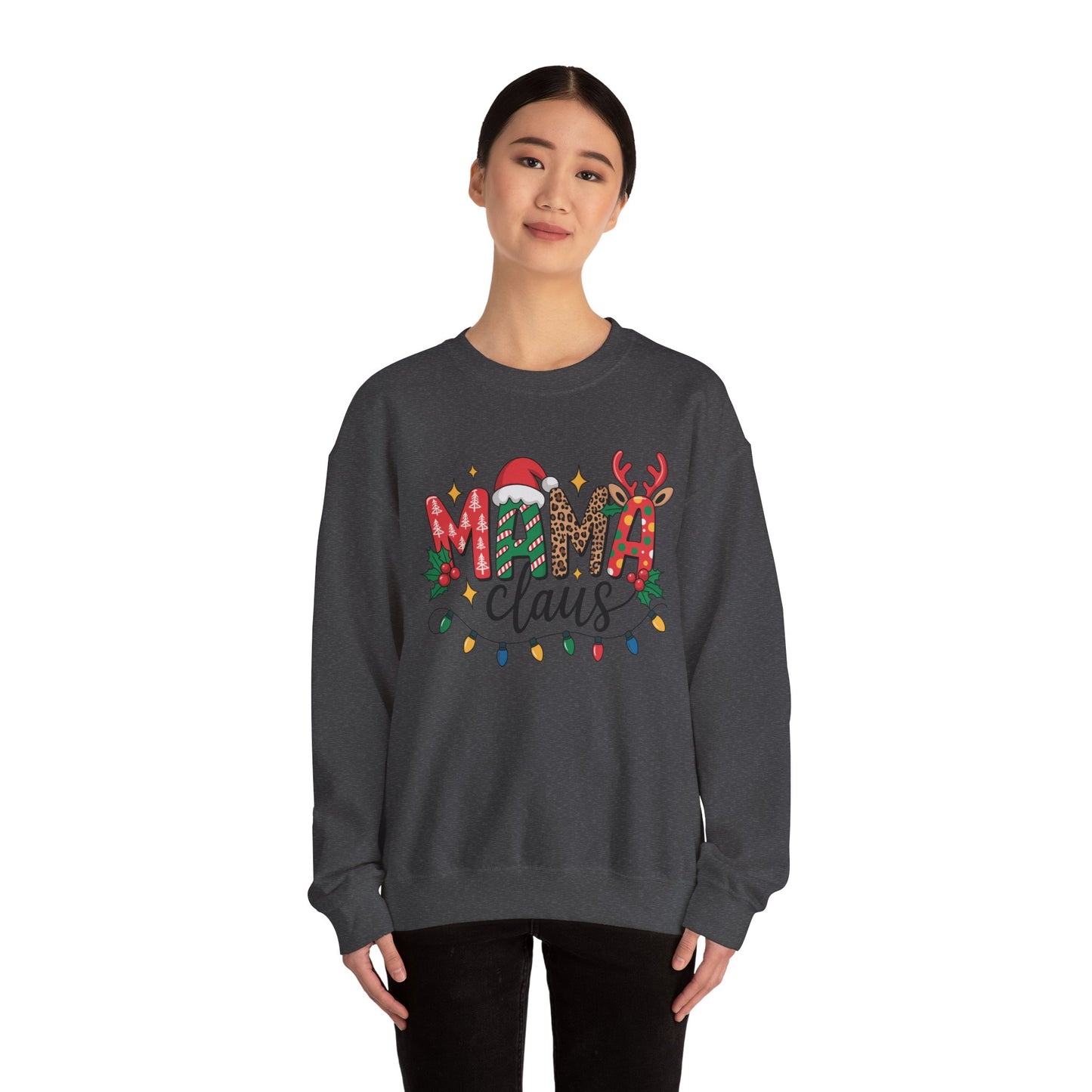 Festive Mama Claus Sweatshirt, Christmas Sweatshirt, Holiday Apparel, Gift for Mom, Cozy Crewneck