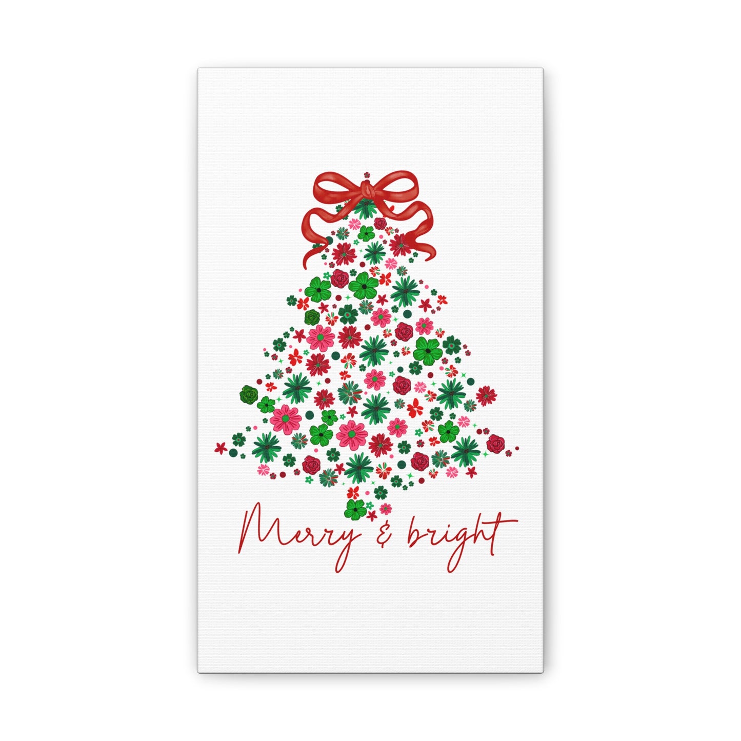 Festive Canvas Wall Art - Merry & Bright Christmas Tree